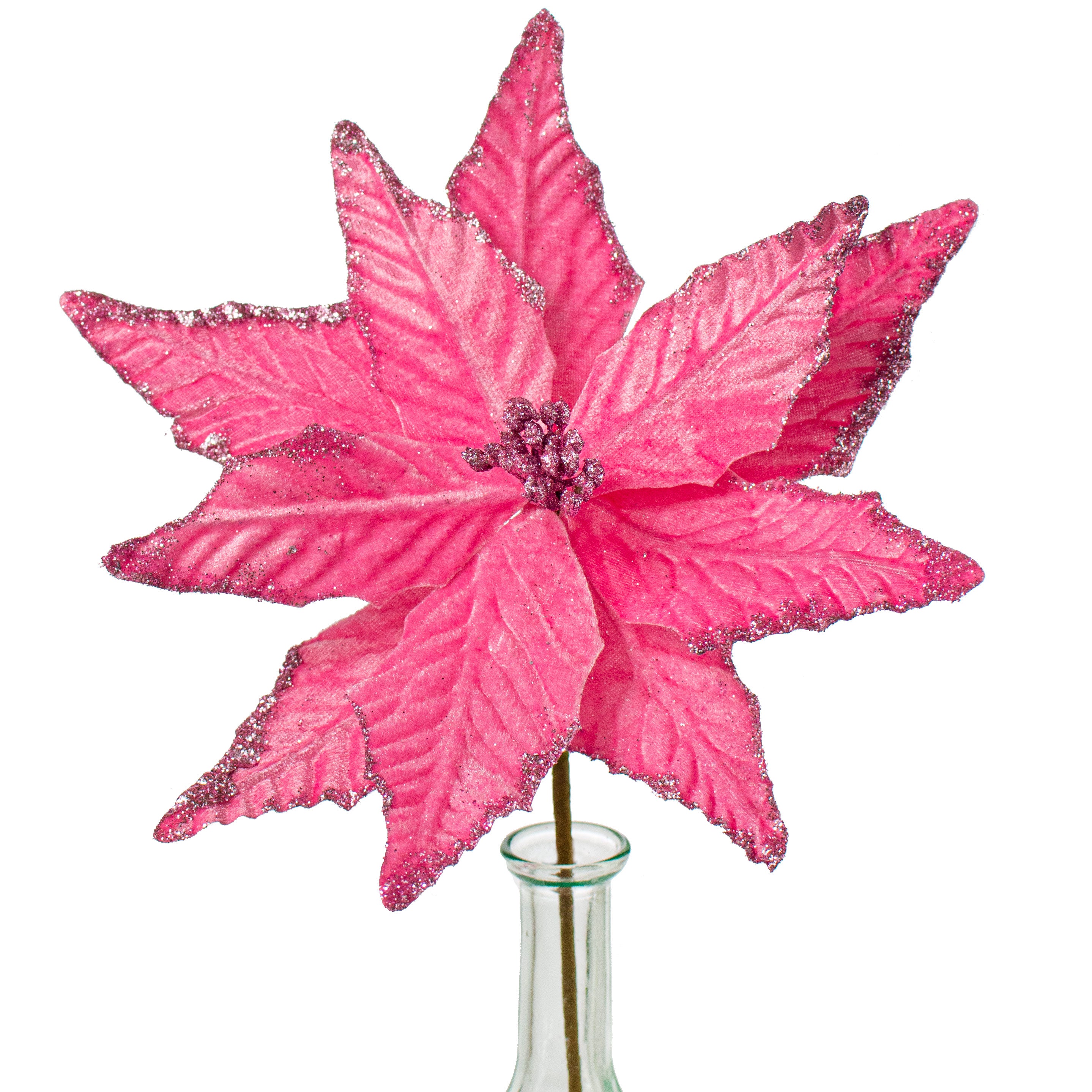 15" Velvet Poinsettia Pick: Pink Item Number: 85730PK