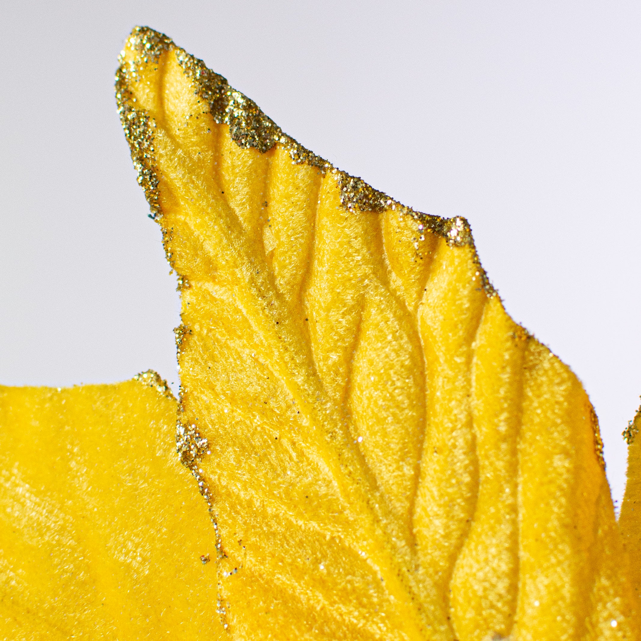 15" Velvet Poinsettia Pick: Yellow Lifestyle Photo