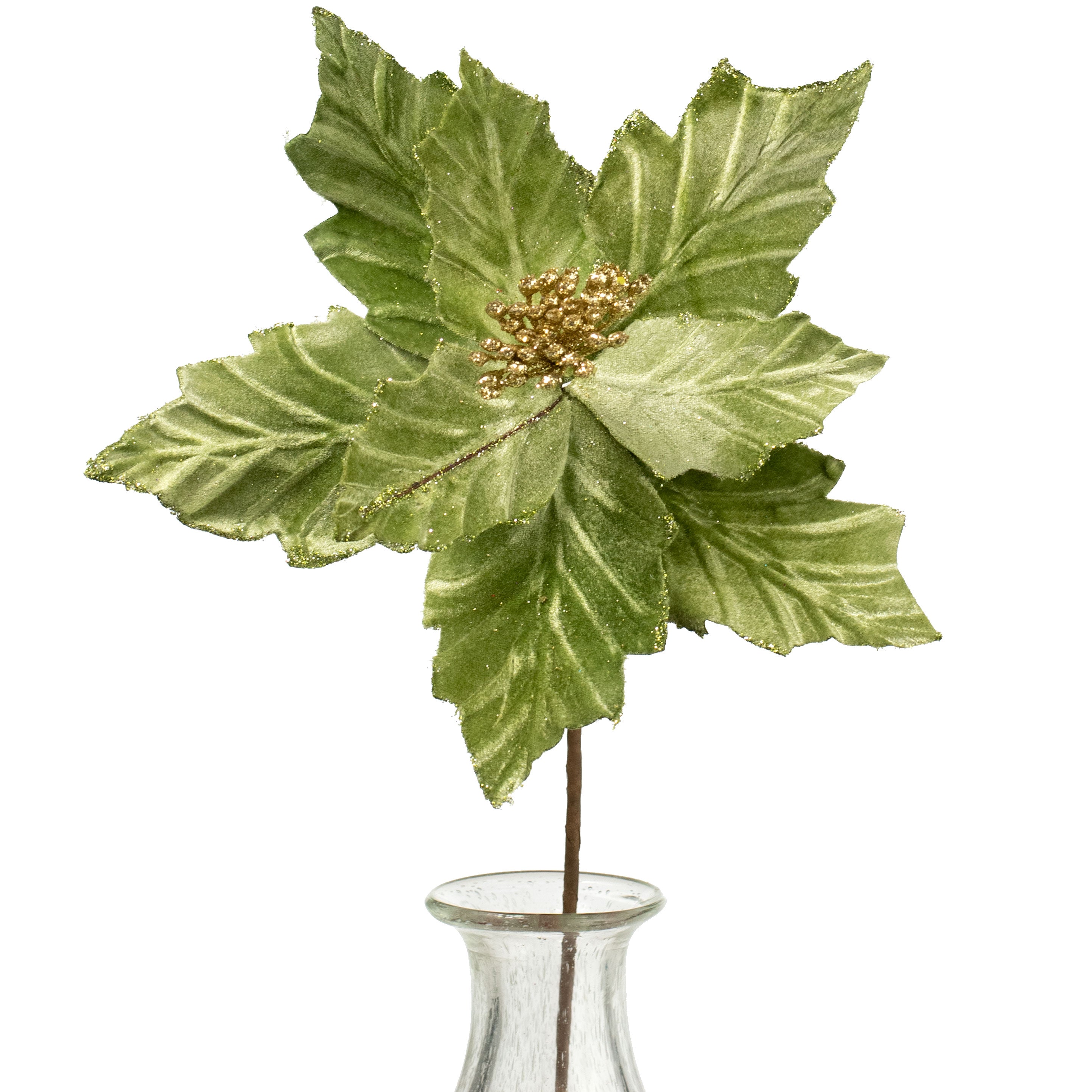 18" Velvet Poinsettia Stem: Sage Item Number: NF406339