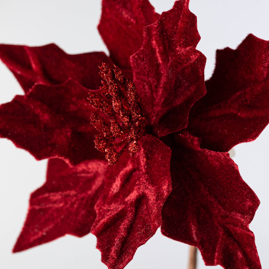 18" x 7" Velvet Poinsettia Spray: Red Lifestyle Photo