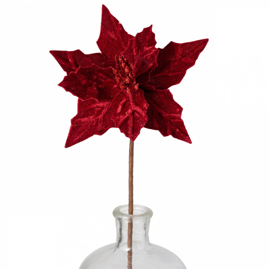 18" x 7" Velvet Poinsettia Spray: Red Item Number: NF412524