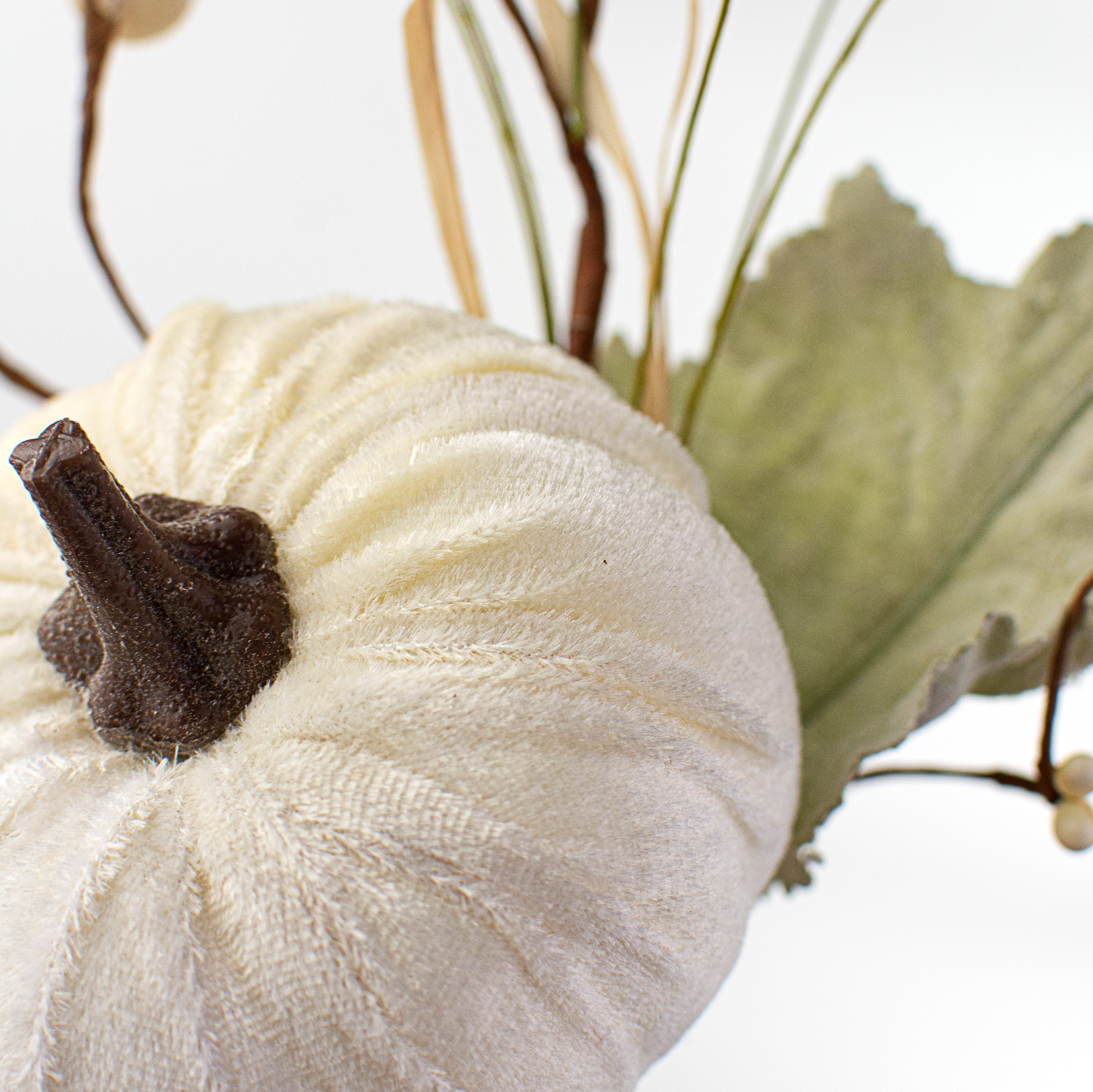 14" Velvet Pumpkin, Berry, Leaves Pick: Cream Lifestyle Photo