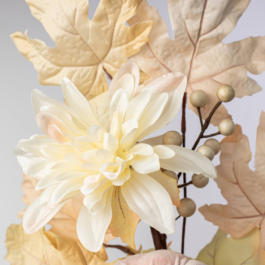 30" Velvet Pumpkin, Dahlia & Rose Spray: Cream detail photo 5