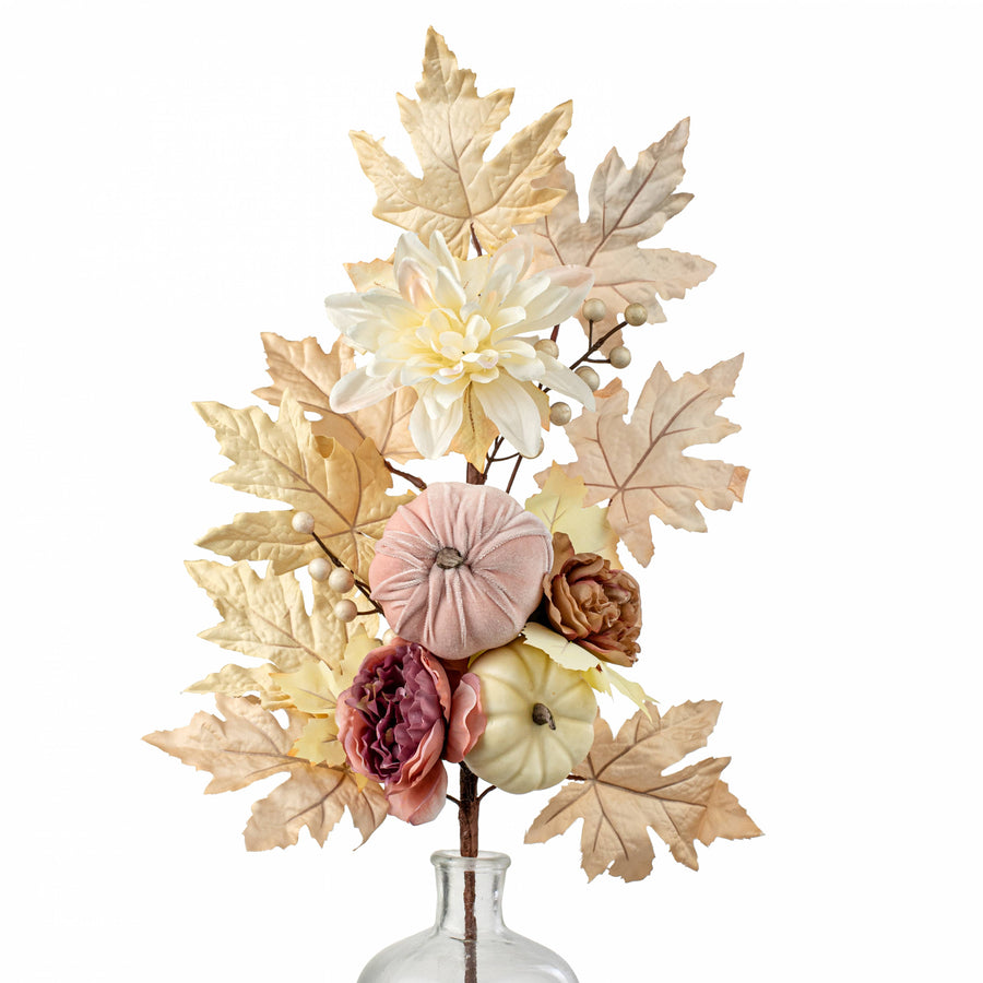 30" Velvet Pumpkin, Dahlia & Rose Spray: Cream Item Number: 84431