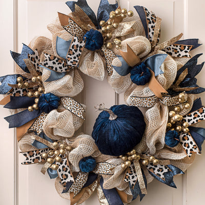 6.5" Velvet Pumpkin: Navy Blue Lifestyle Photo