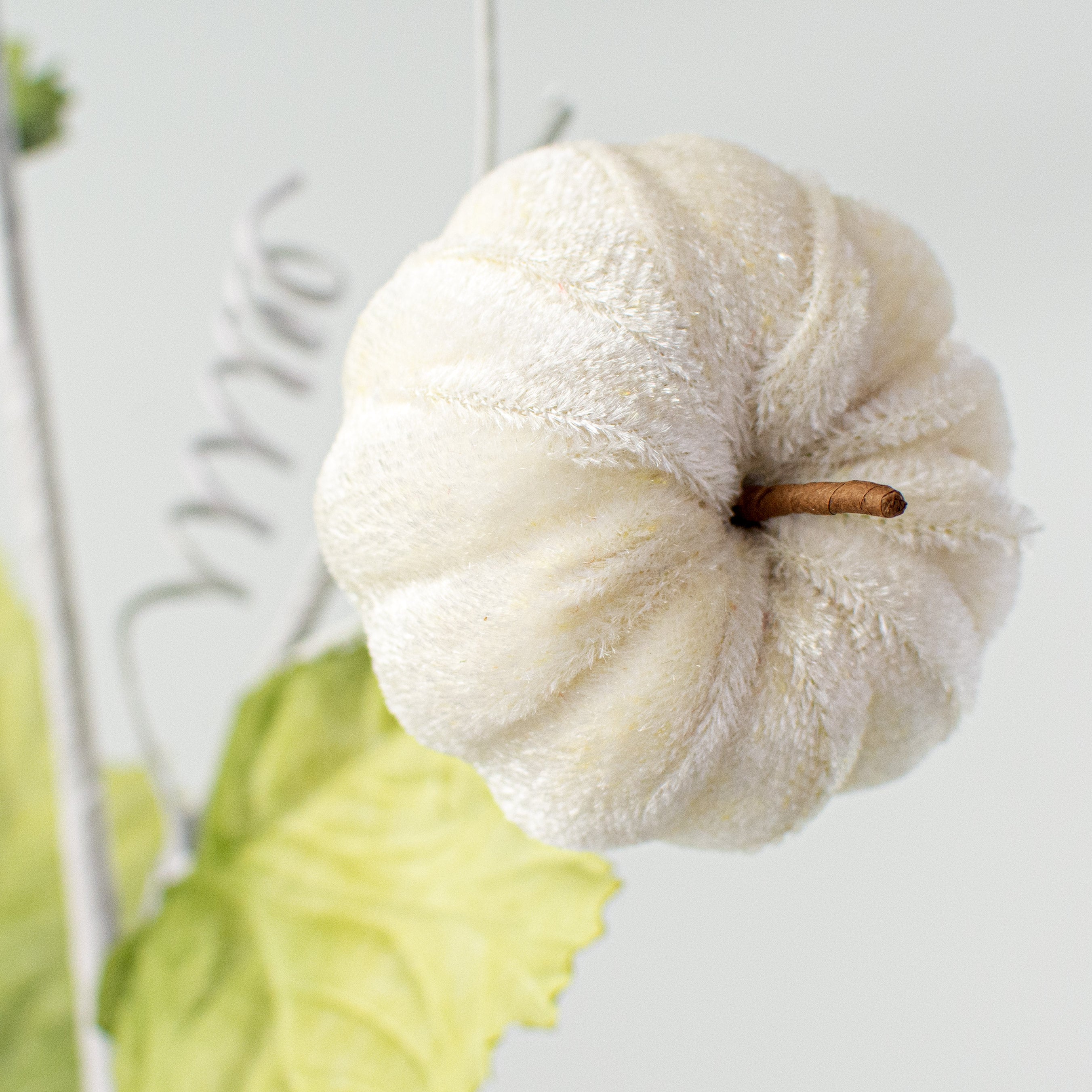 28" Velvet Pumpkin Spray: Cream Lifestyle Photo