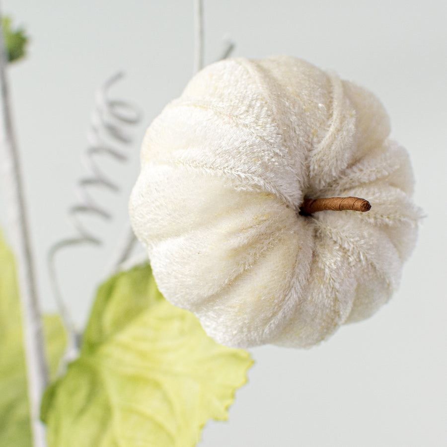 28" Velvet Pumpkin Spray: Cream Lifestyle Photo