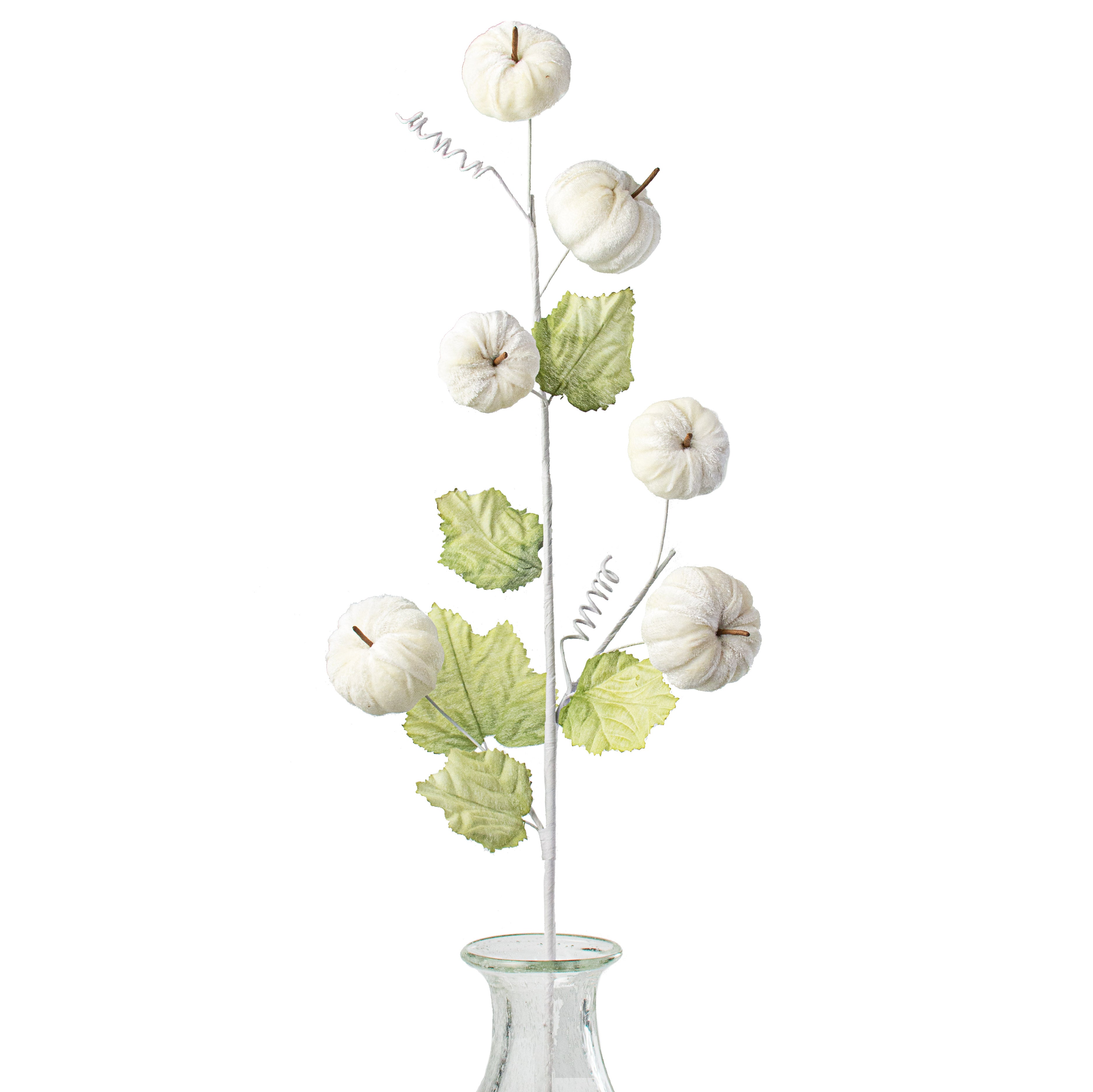 28" Velvet Pumpkin Spray: Cream Item Number: 56493CM