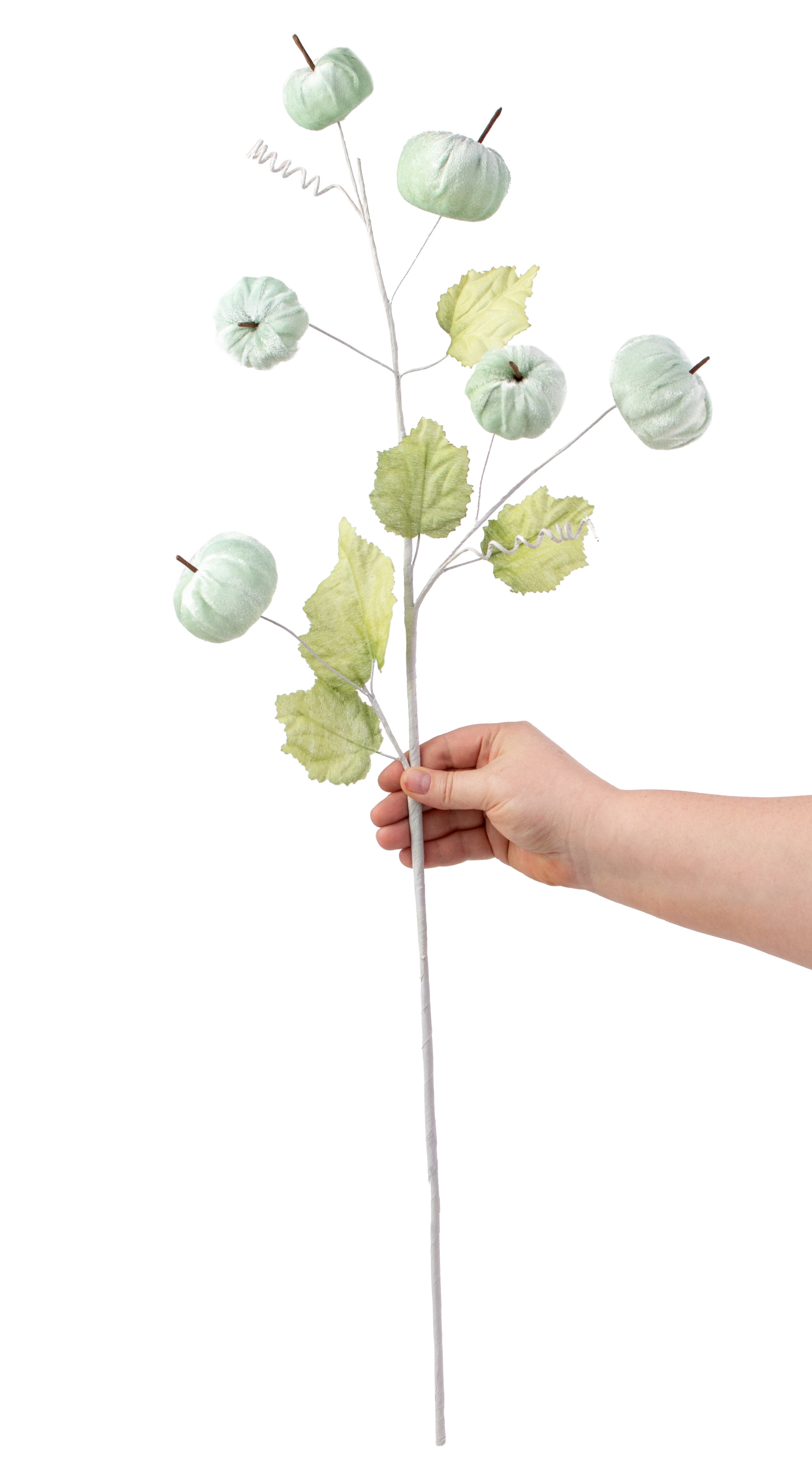 28" Velvet Pumpkin Spray: Mint detail photo 3