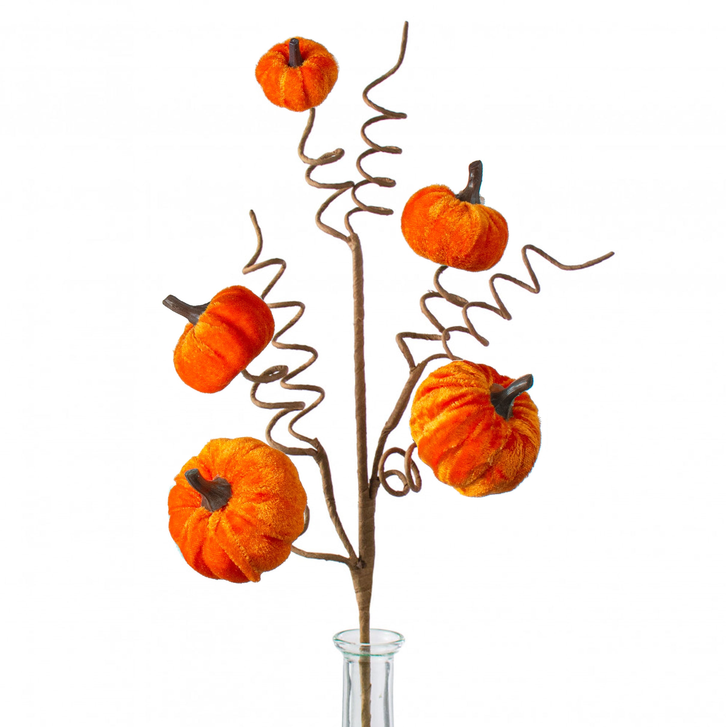 23" Velvet Pumpkin Spray: Orange Item Number: HA141420