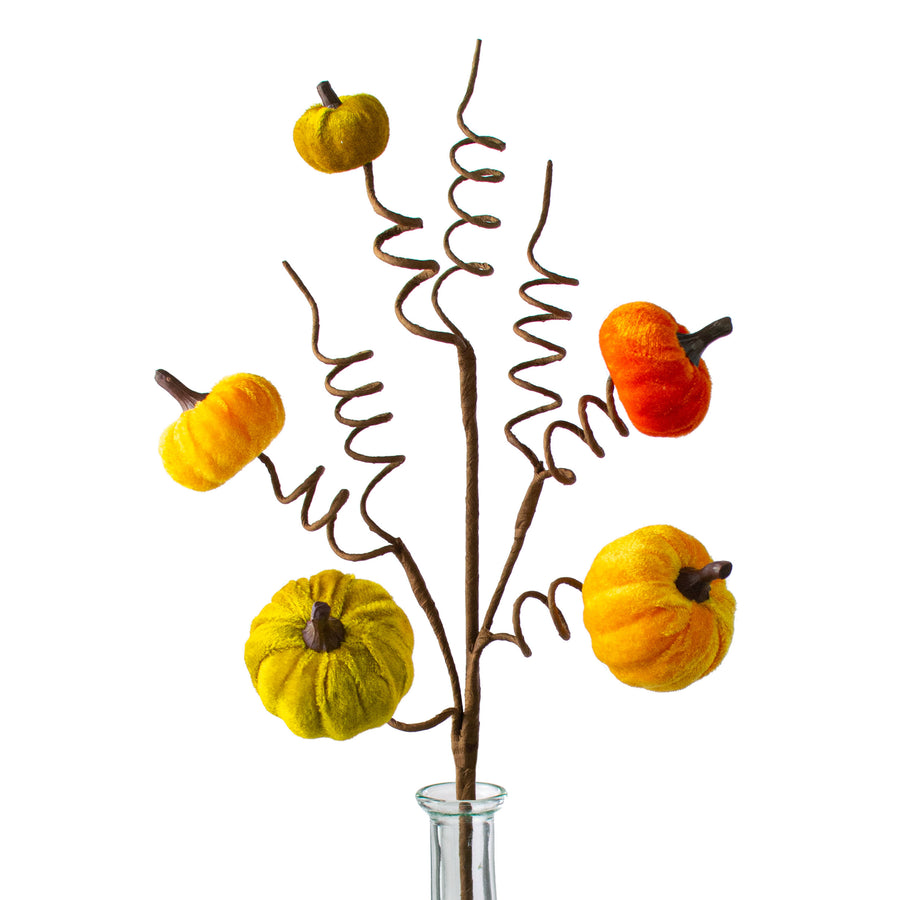 23" Velvet Pumpkin Spray: Orange, Moss & Yellow Item Number: HA1414E1