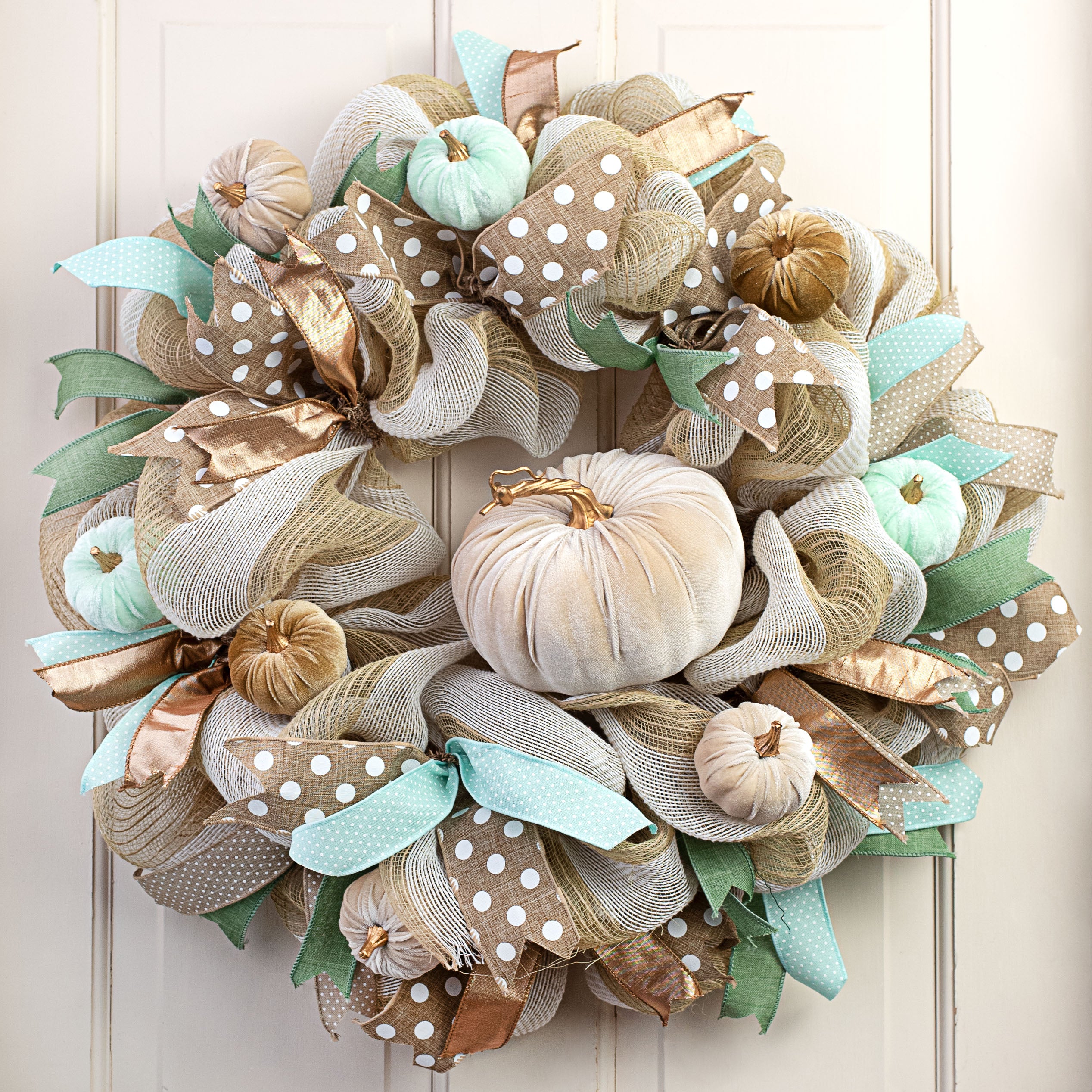 3" Velvet Pumpkins: Champagne (Set of 6) Lifestyle Photo