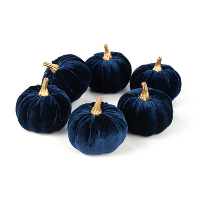 3" Velvet Pumpkins: Navy Blue (Set of 6) Item Number: 56795NVBL