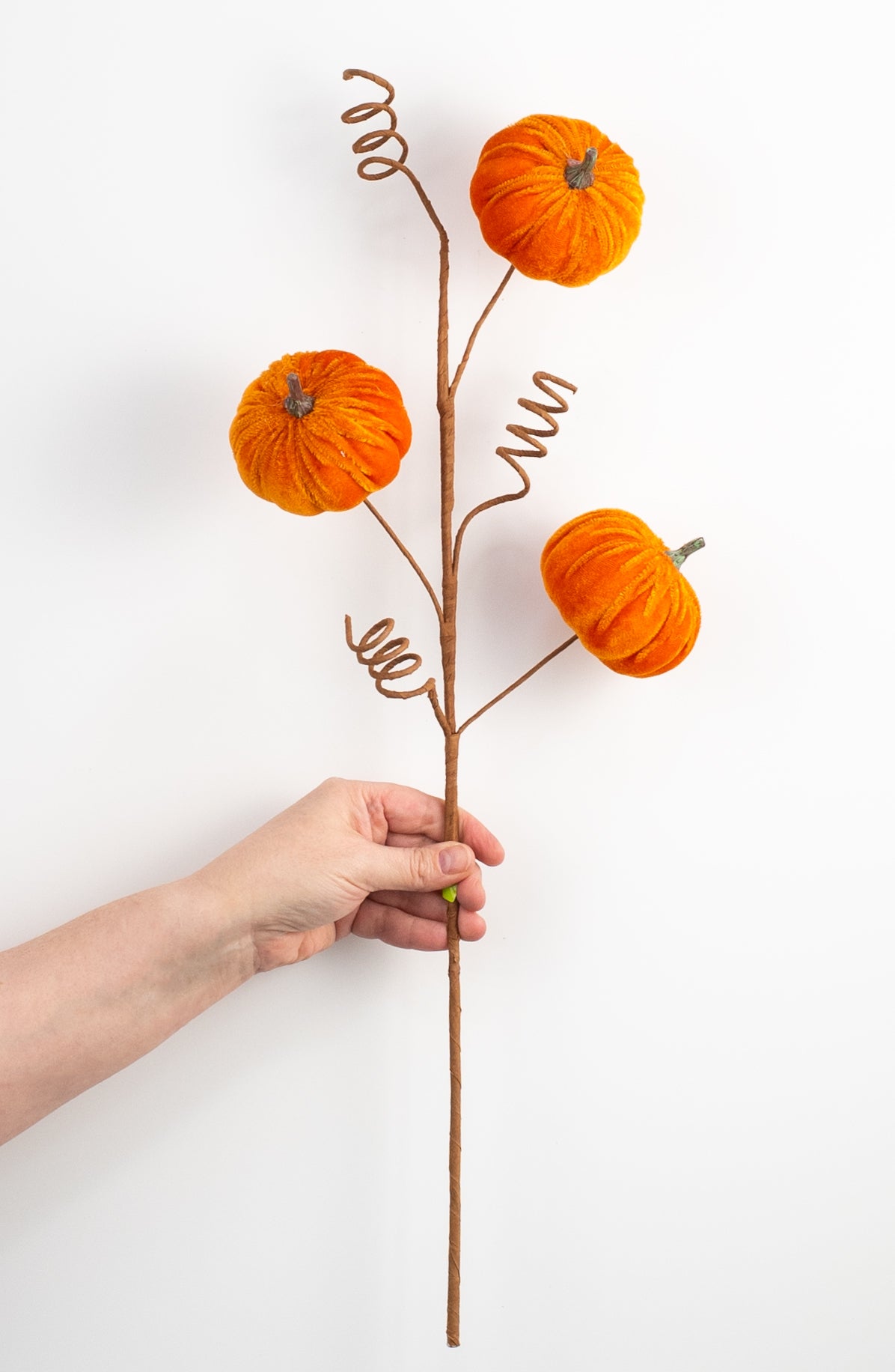 24" Velvet Pumpkins Spray: Rust Orange detail photo 3