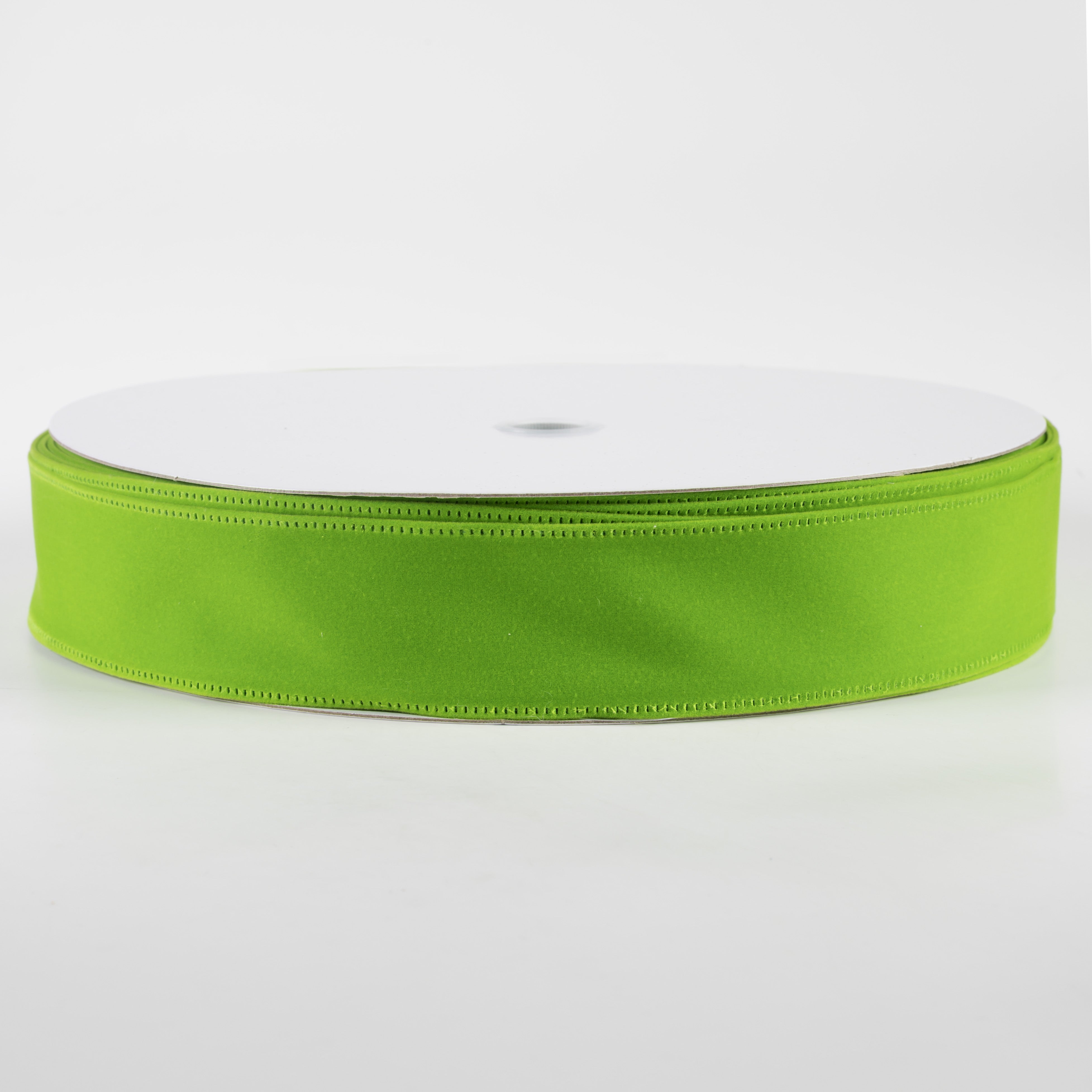 1.5" Velvet Ribbon: Lime (50 Yards)