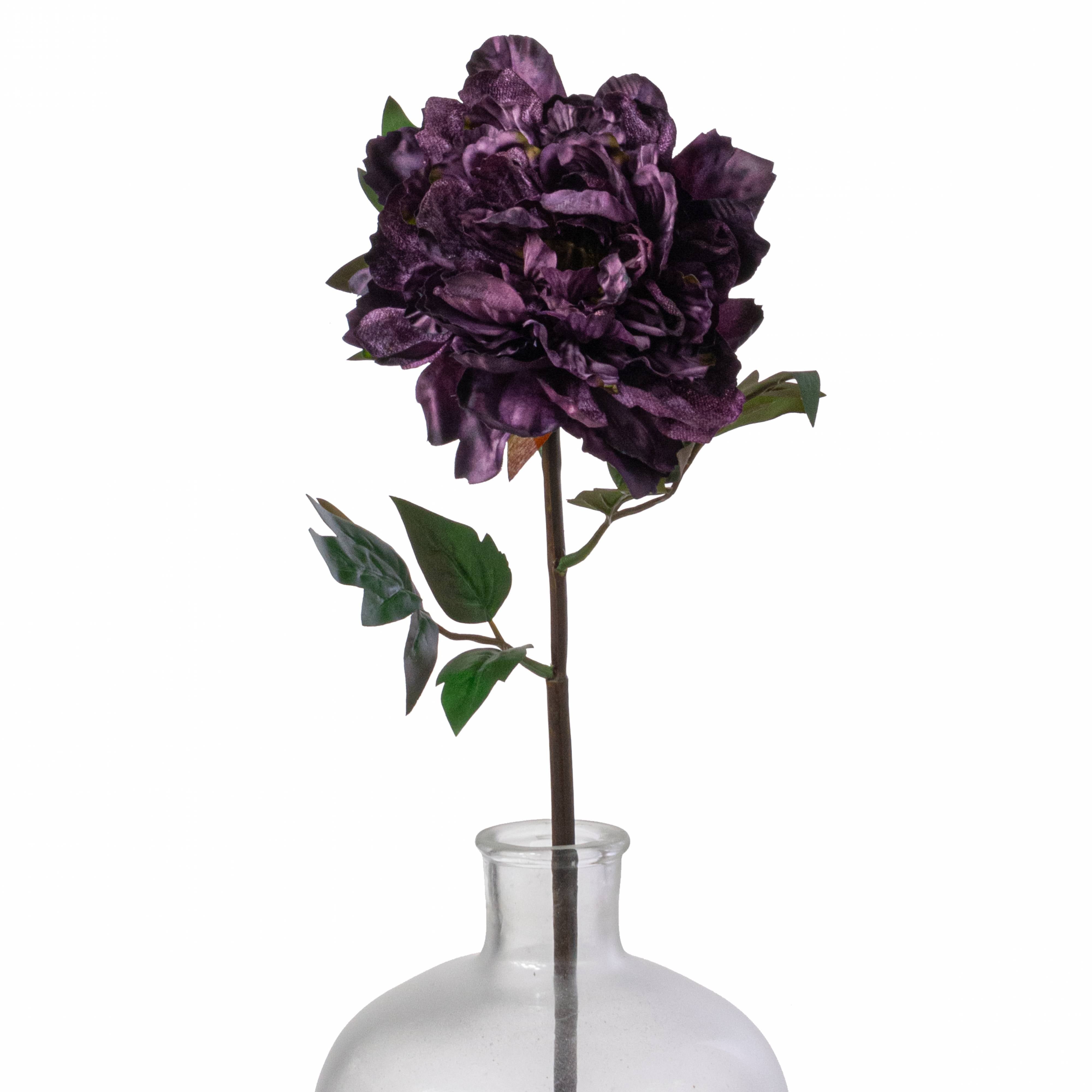 23" Velvet & Satin Peony Flower Stem: Eggplant Purple Item Number: FS387832