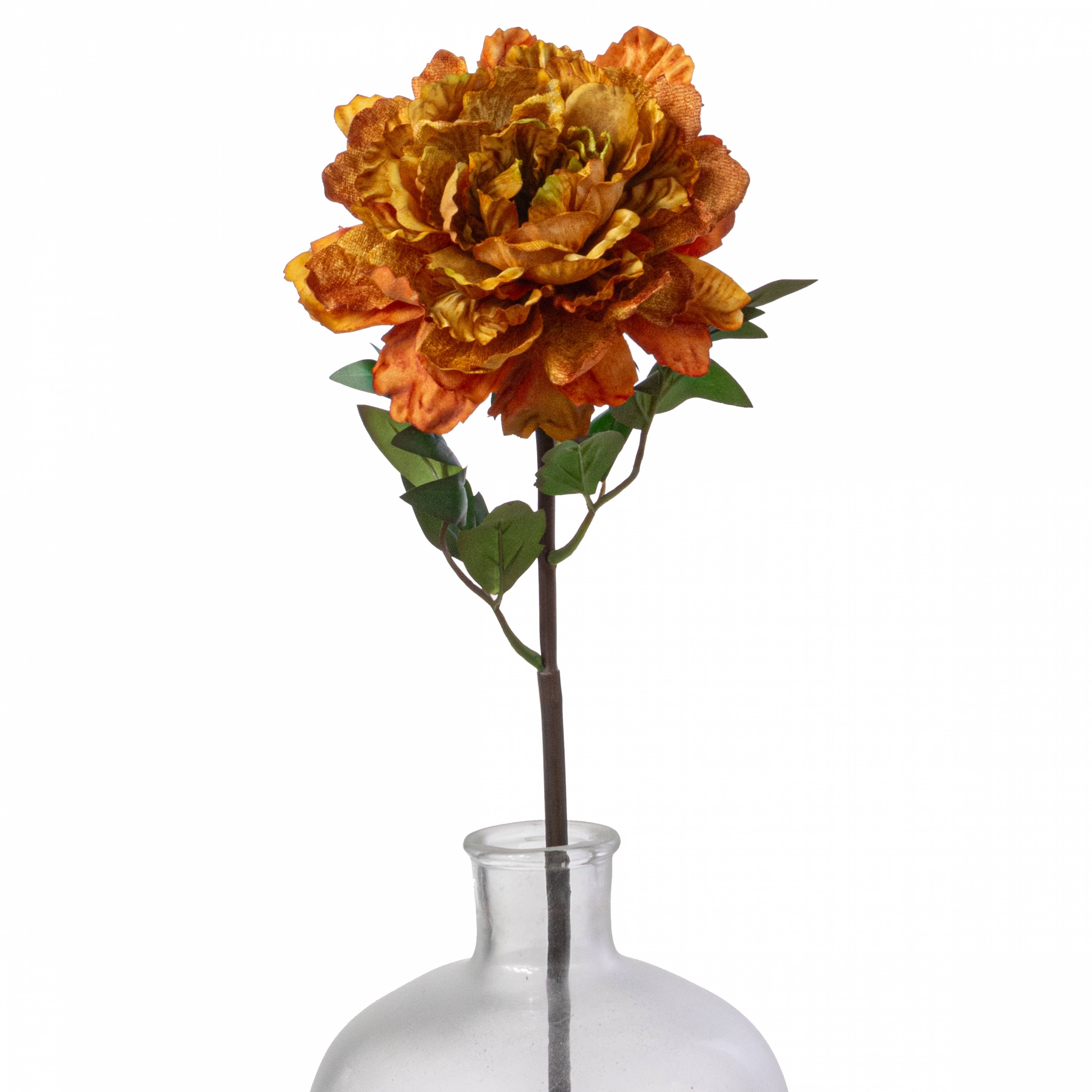 23" Velvet & Satin Peony Flower Stem: Golden Orange Item Number: FS387835