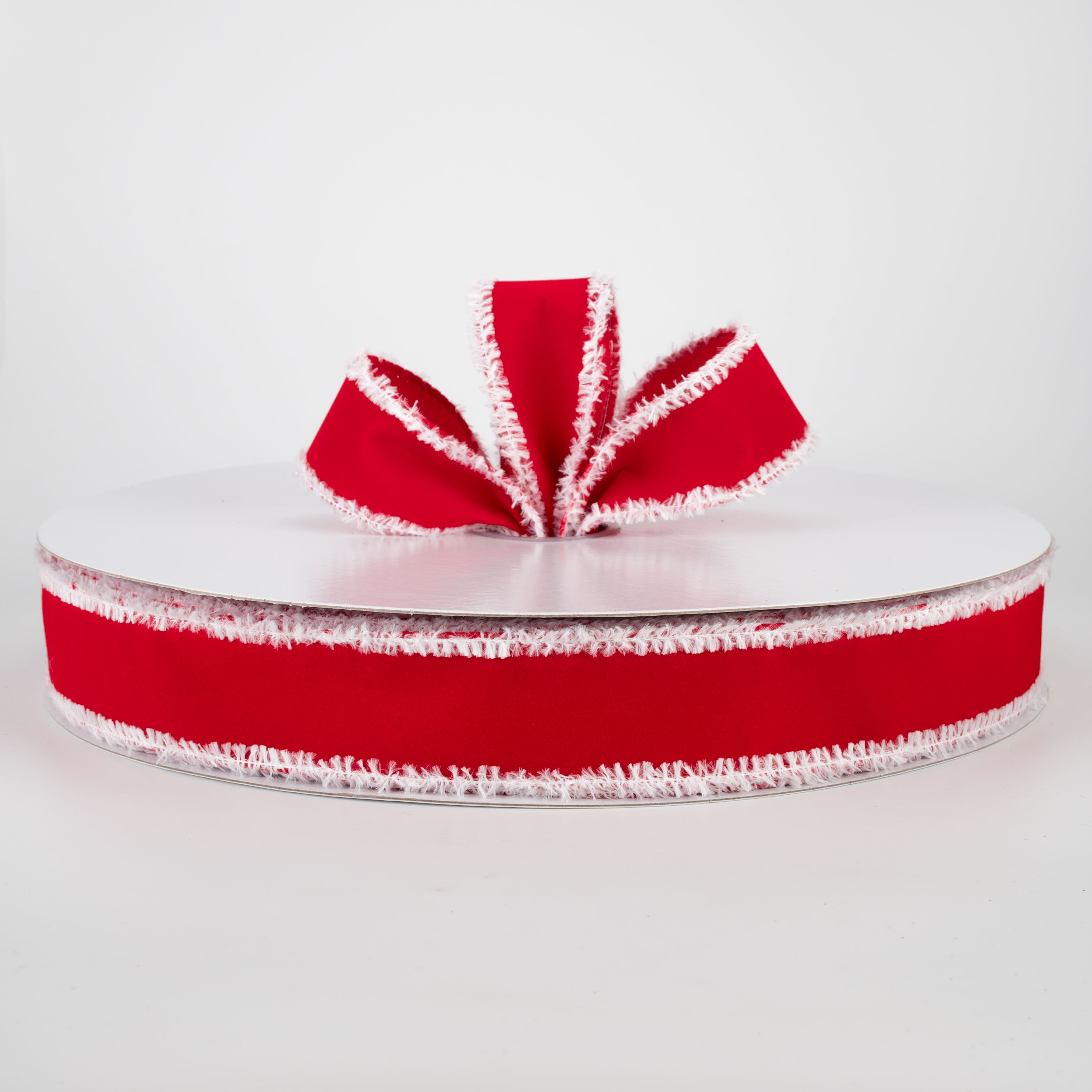 1.5" Velvet Snow Edge Ribbon: Red (50 Yards) Lifestyle Photo