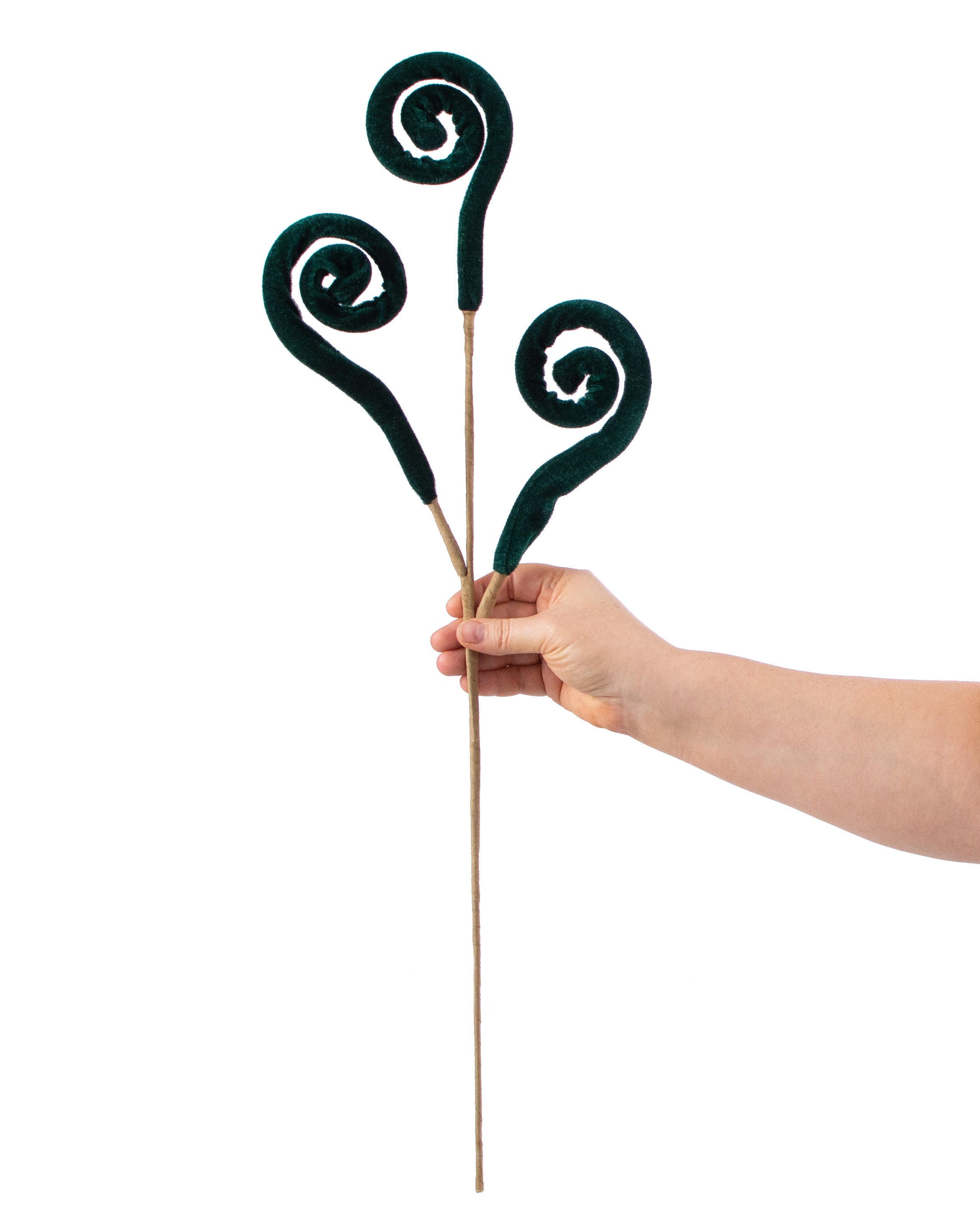 26" Velvet Spiral Curly Spray: Dark Green detail photo 3