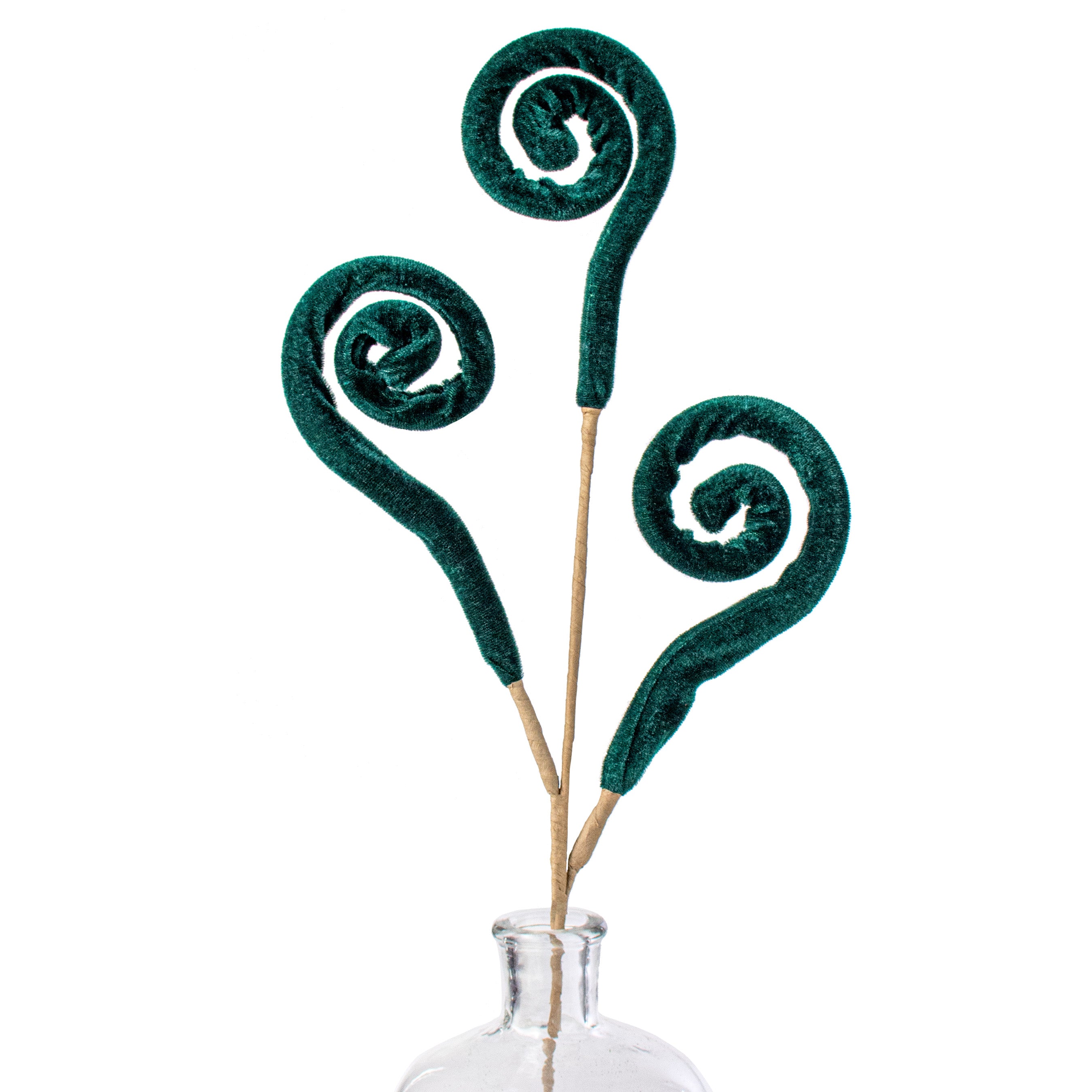26" Velvet Spiral Curly Spray: Dark Green Item Number: 85840GN