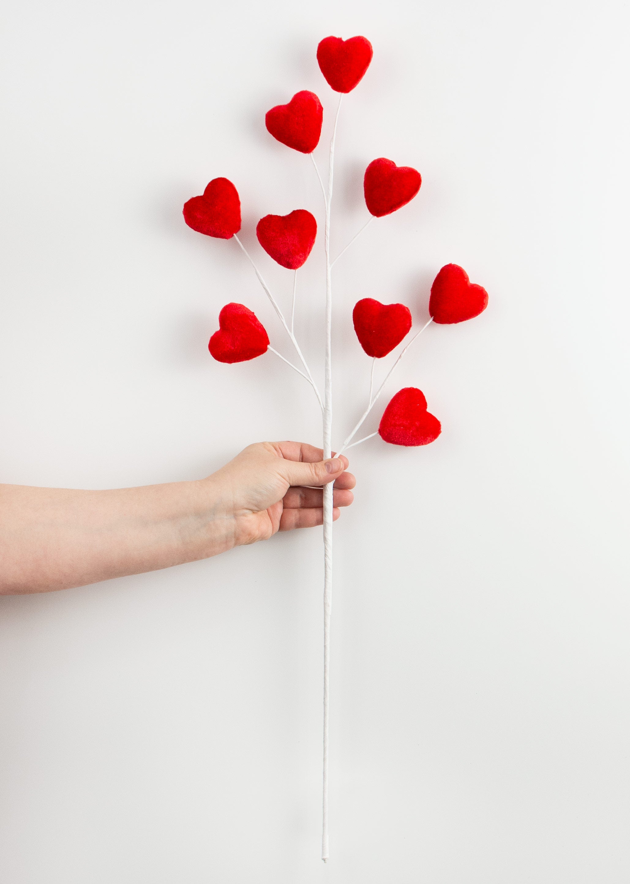 28" Velvet Valentine Heart Spray: Red detail photo 3