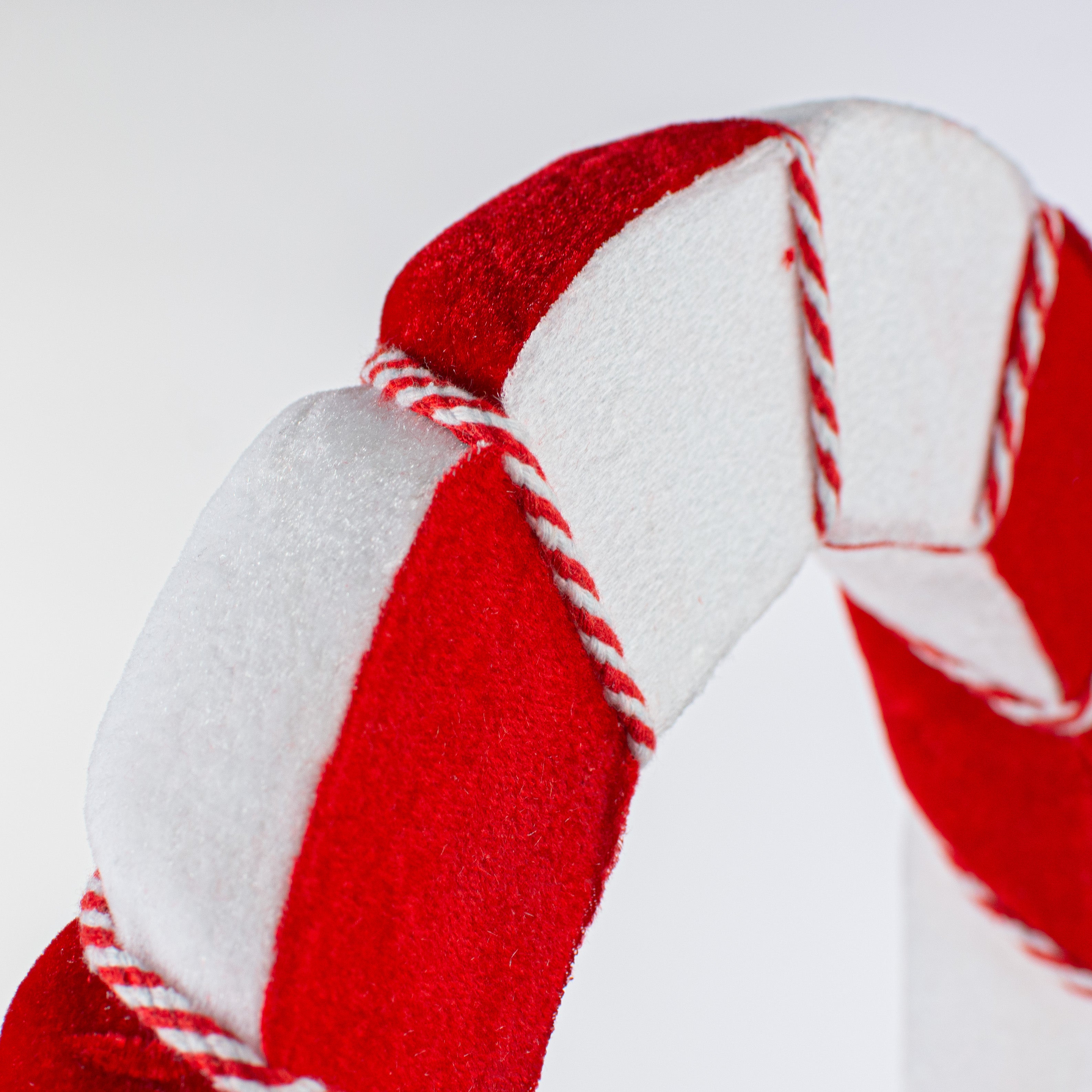 13" Velvet Wreath: Candy Cane detail photo 3