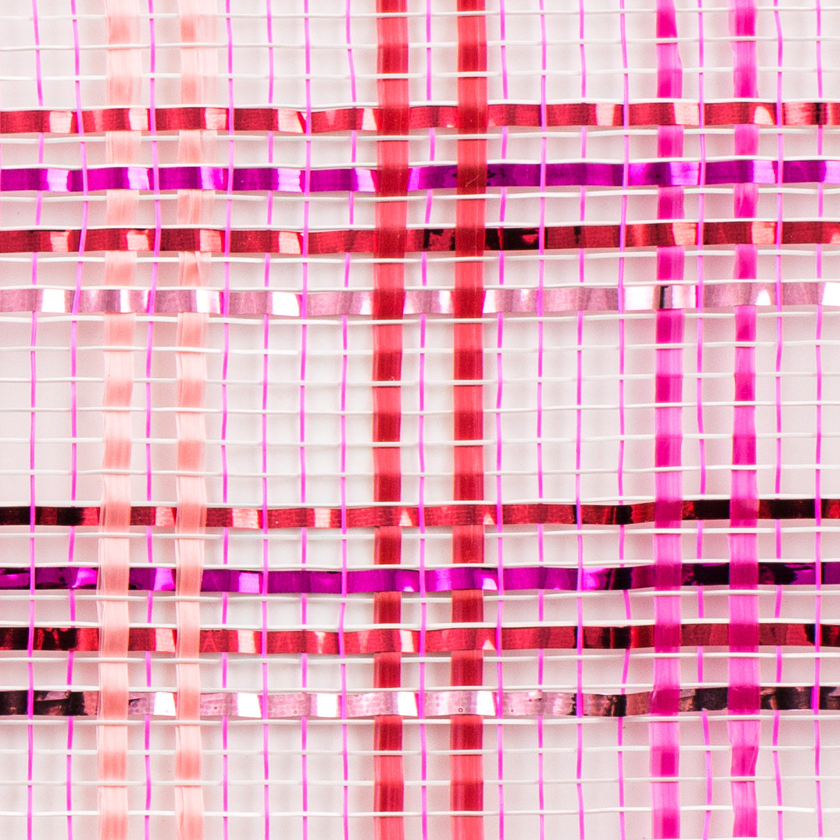 10" Vertical Foil Plaid Mesh: Hot Pink, Pink, Red detail photo 3