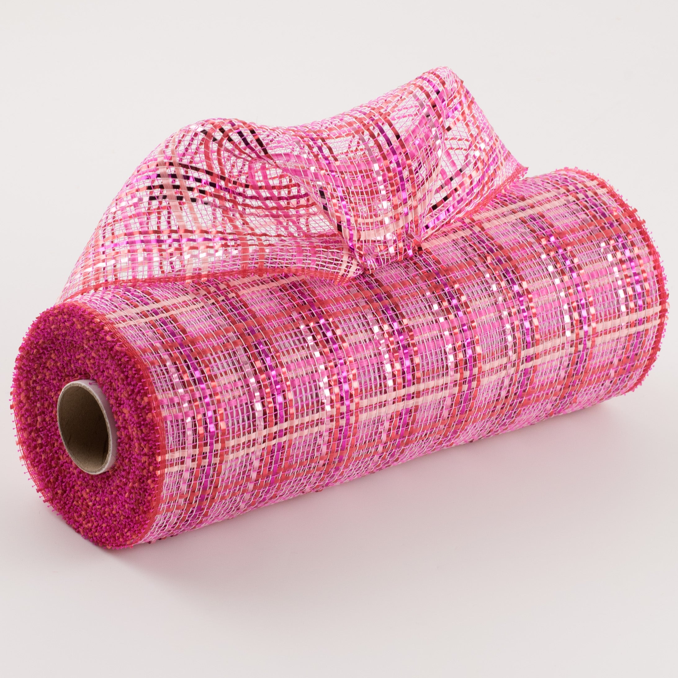 10" Vertical Foil Plaid Mesh: Hot Pink, Pink, Red Item Number: RE136866