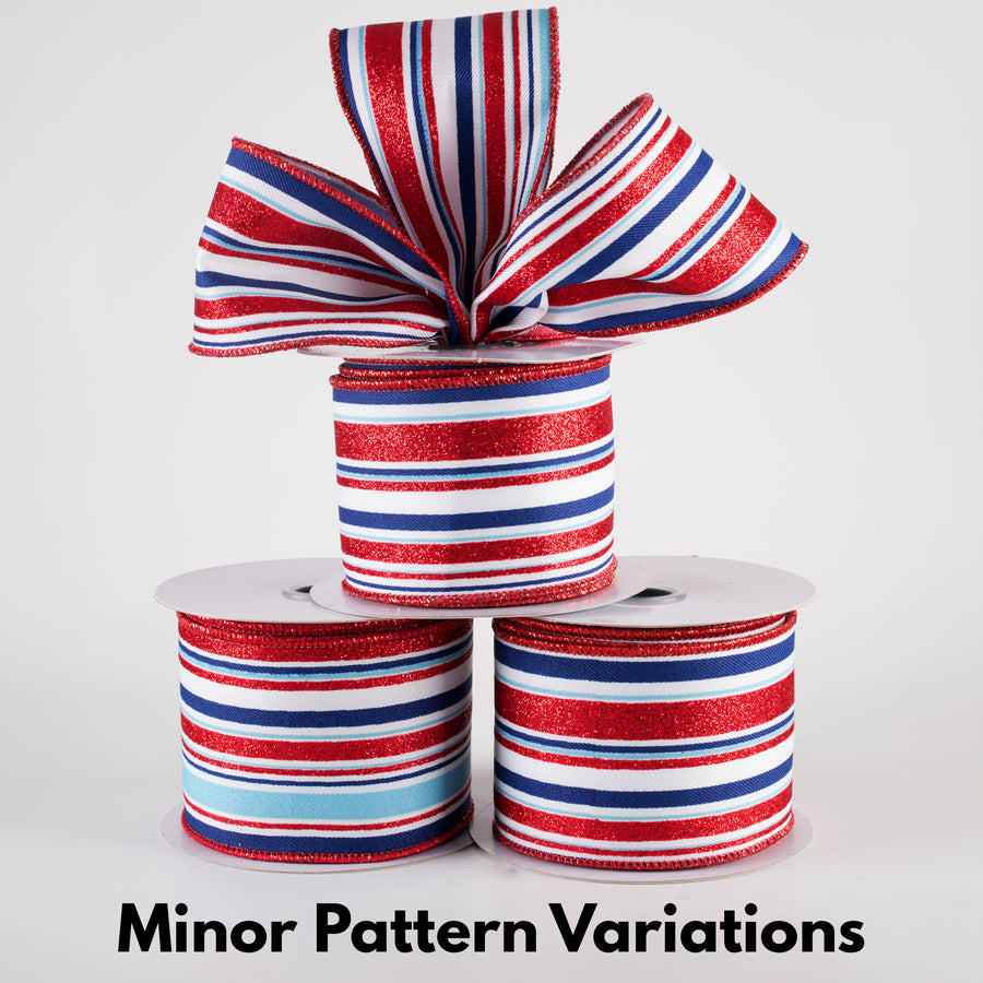 2.5" Vertical Glitter Stripes Ribbon: Light Blue Patriotic (10 Yards) Lifestyle Photo