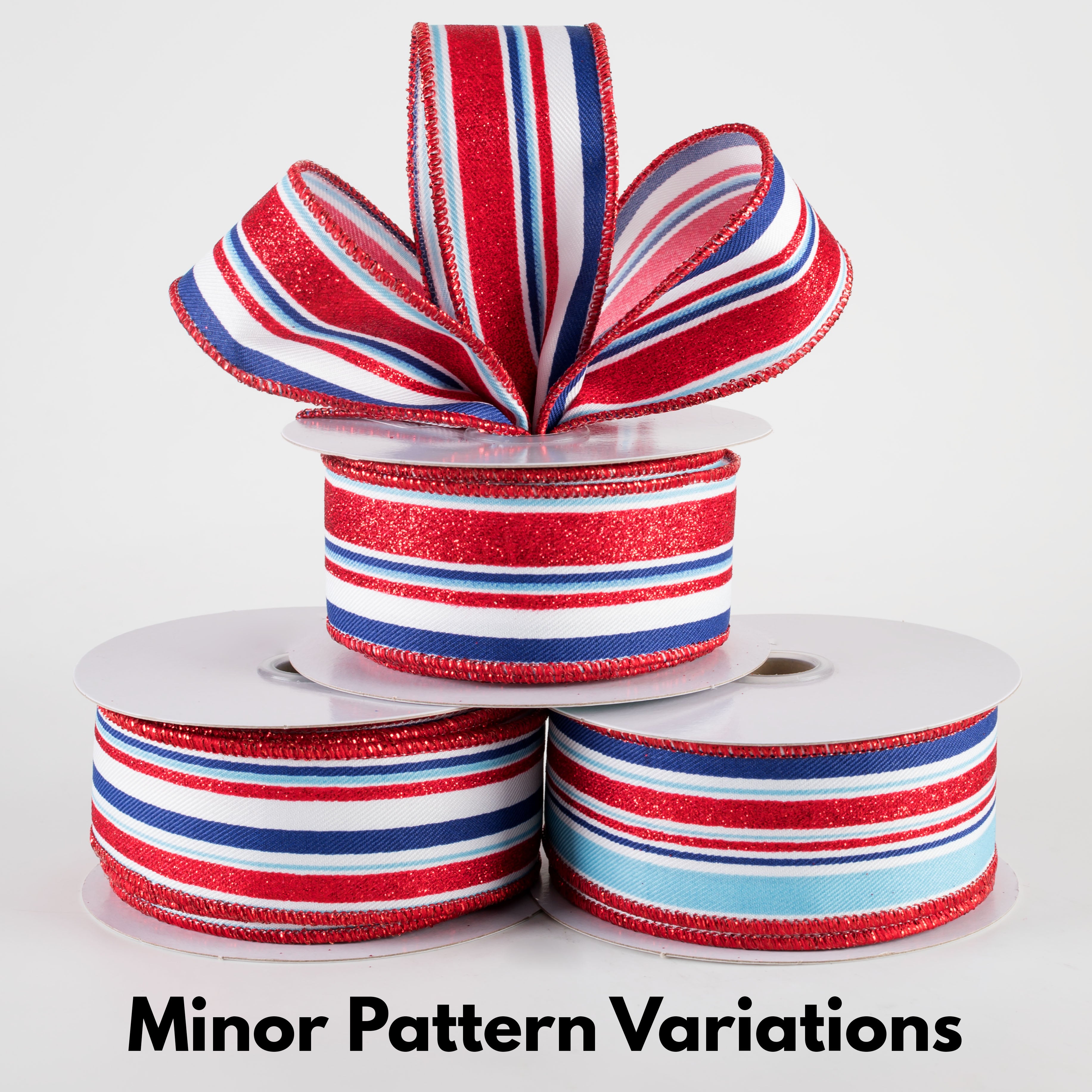 1.5" Vertical Glitter Stripes Ribbon: Light Blue Patriotic (10 Yards) Lifestyle Photo