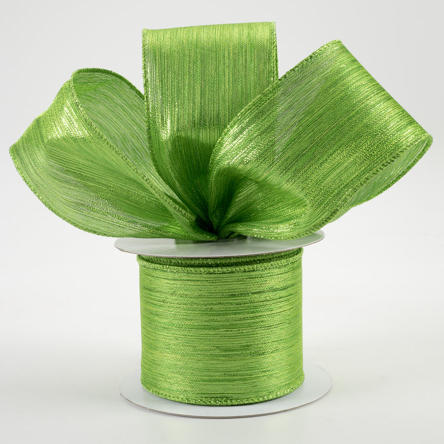 2.5" Vertical Metallic Stripe Ribbon: Lime Green (10 Yards) Lifestyle Photo