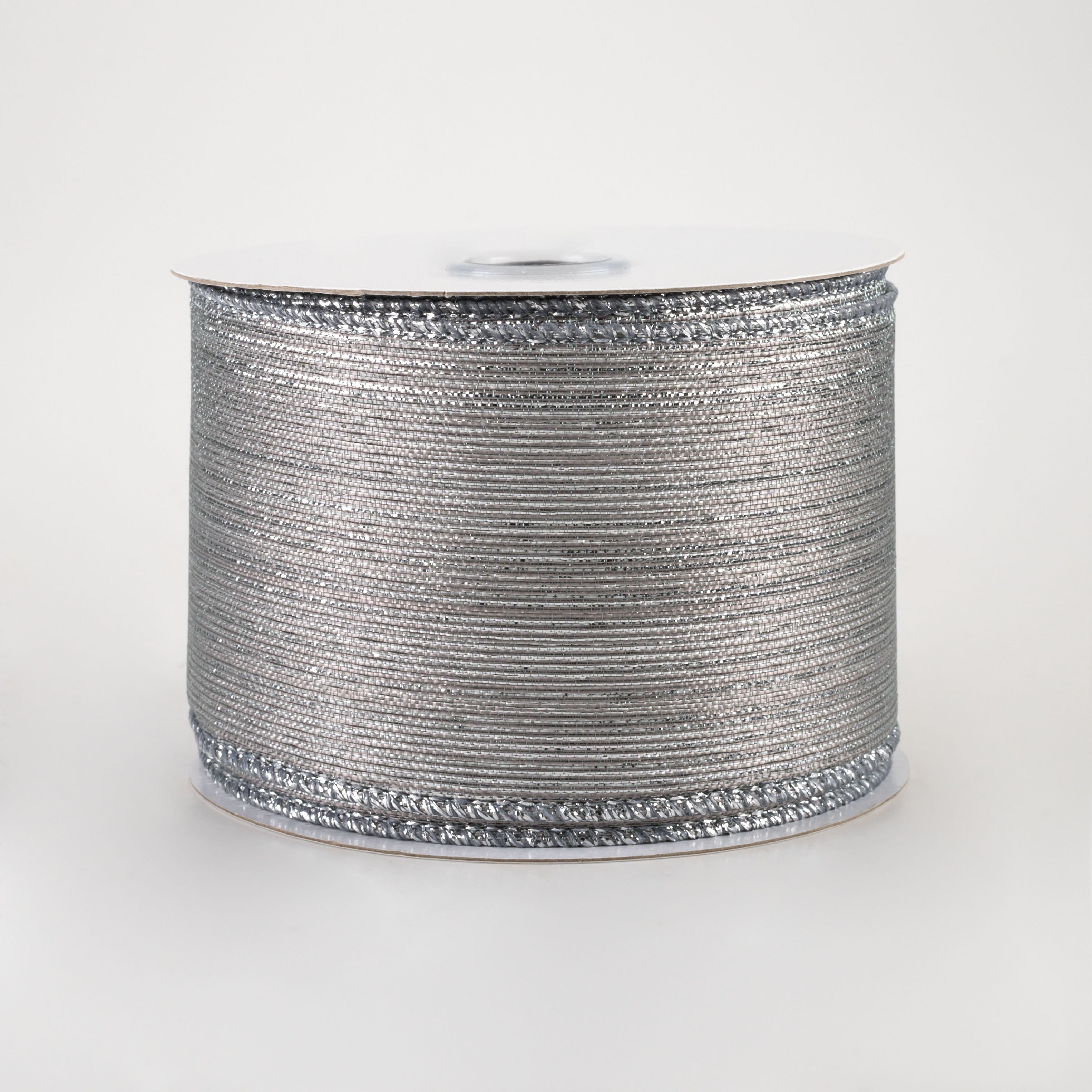 2.5" Vertical Metallic Stripe Ribbon: Pewter (10 Yards)