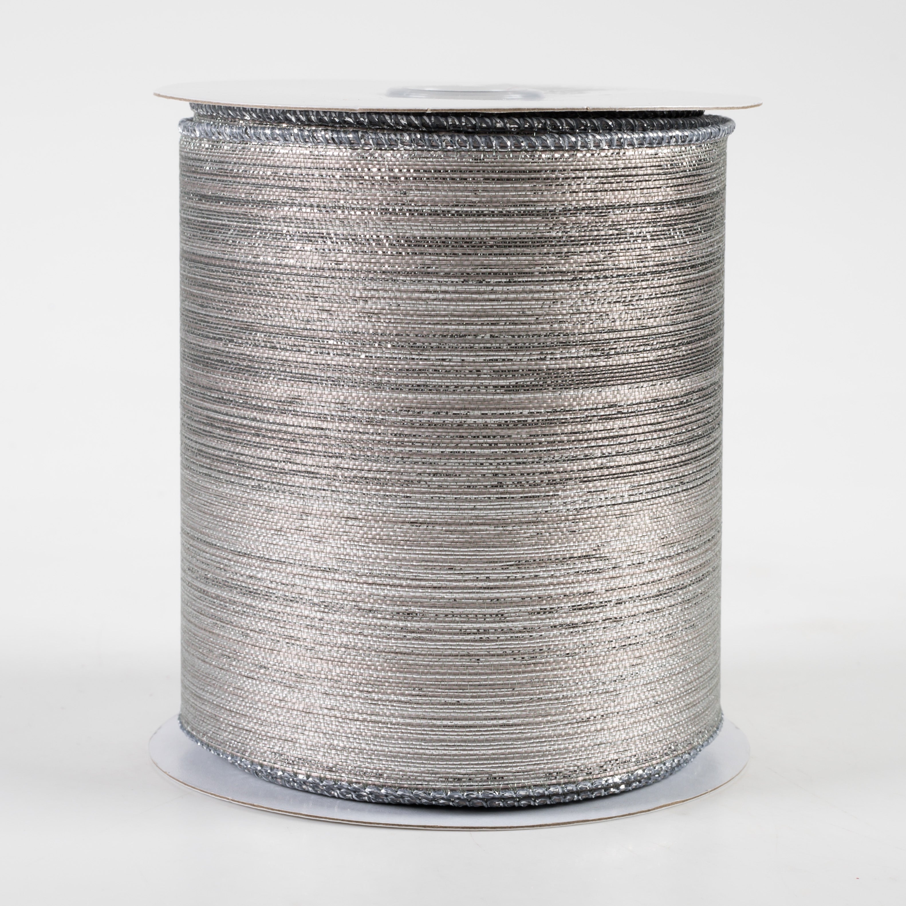 4" Vertical Metallic Stripe Ribbon: Pewter (10 Yards)