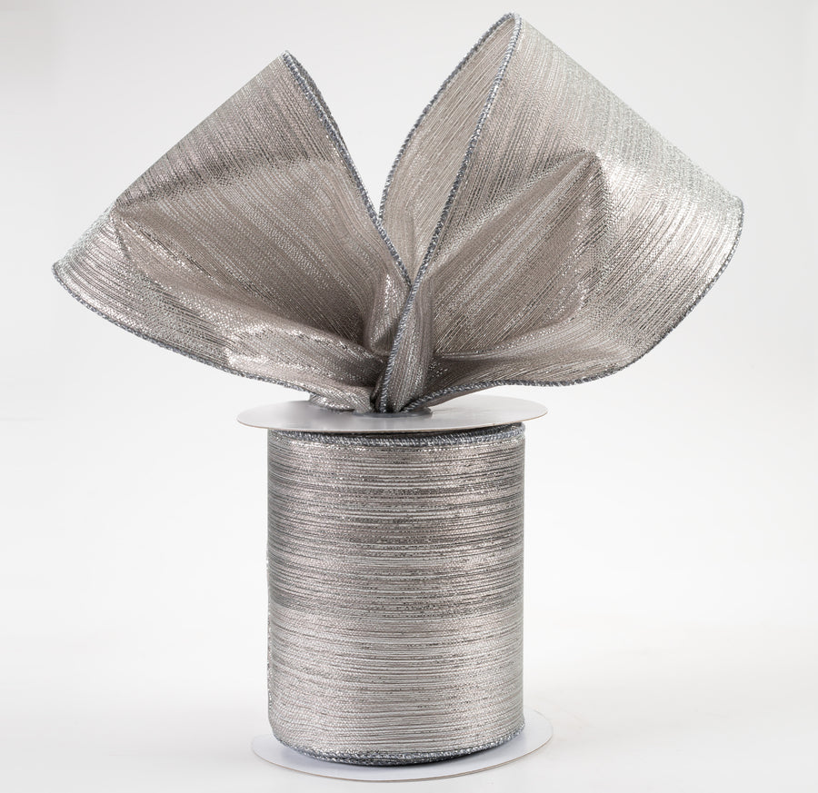 4" Vertical Metallic Stripe Ribbon: Pewter (10 Yards) Lifestyle Photo