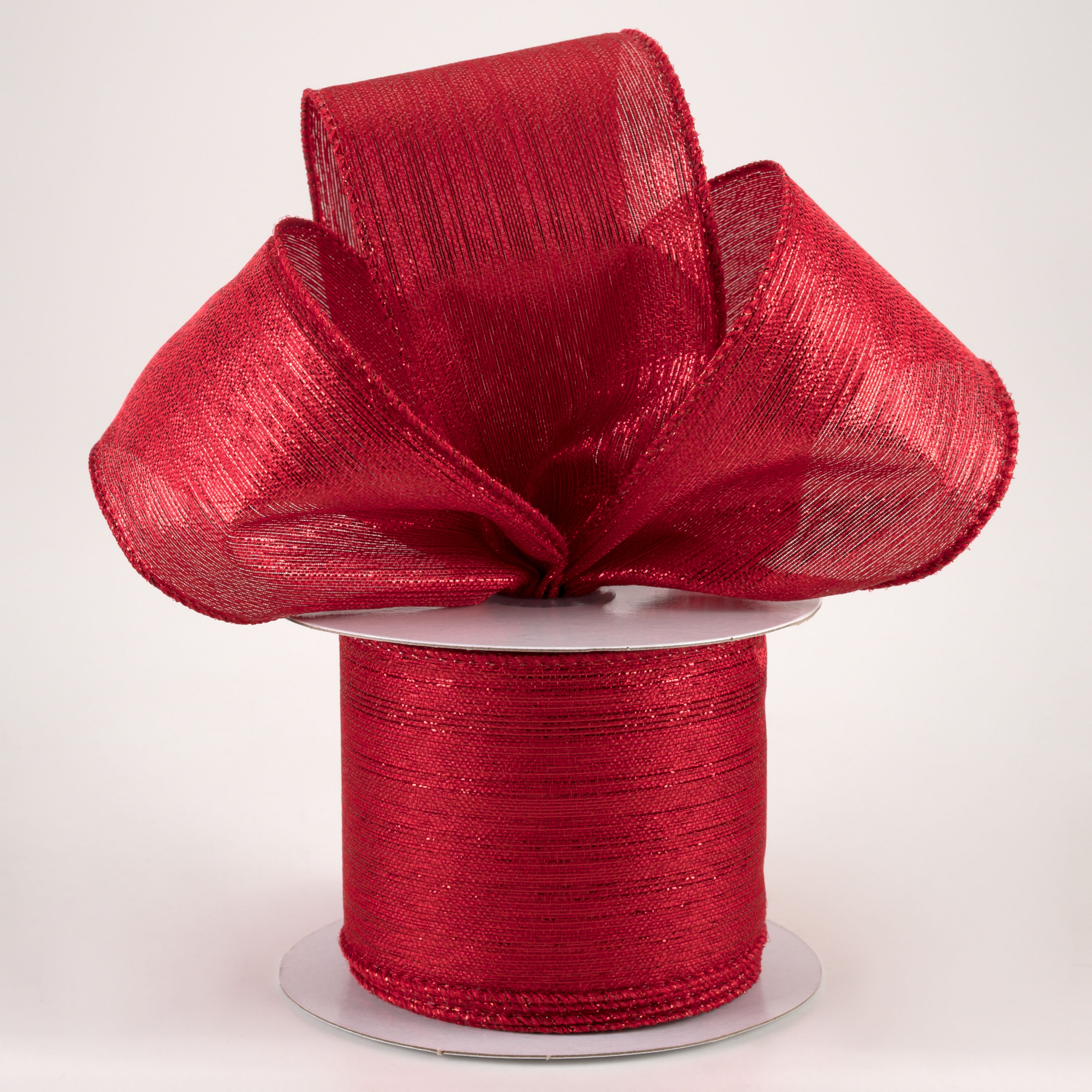 2.5" Vertical Metallic Stripe Ribbon: Red (10 Yards) Lifestyle Photo