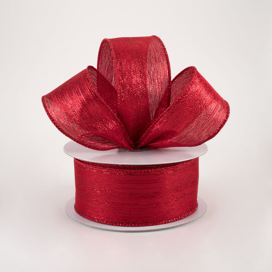 1.5" Vertical Metallic Stripe Ribbon: Red (10 Yards) Lifestyle Photo