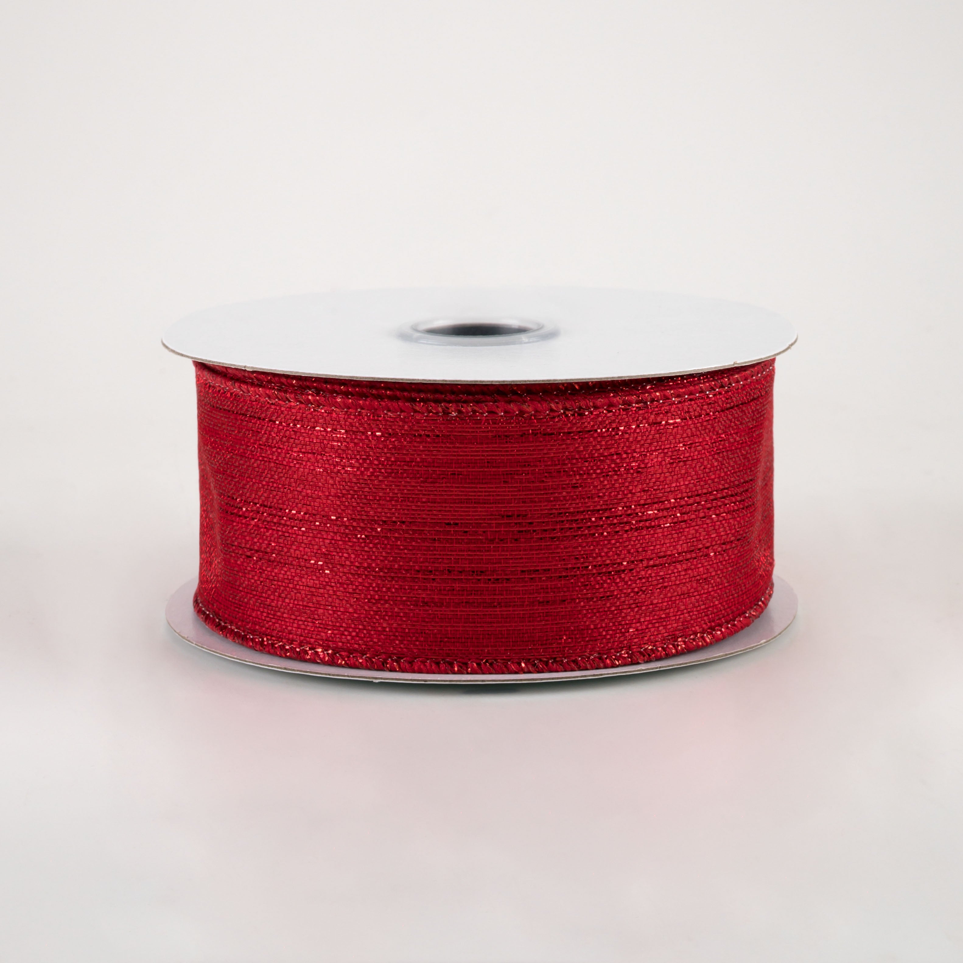 1.5" Vertical Metallic Stripe Ribbon: Red (10 Yards)