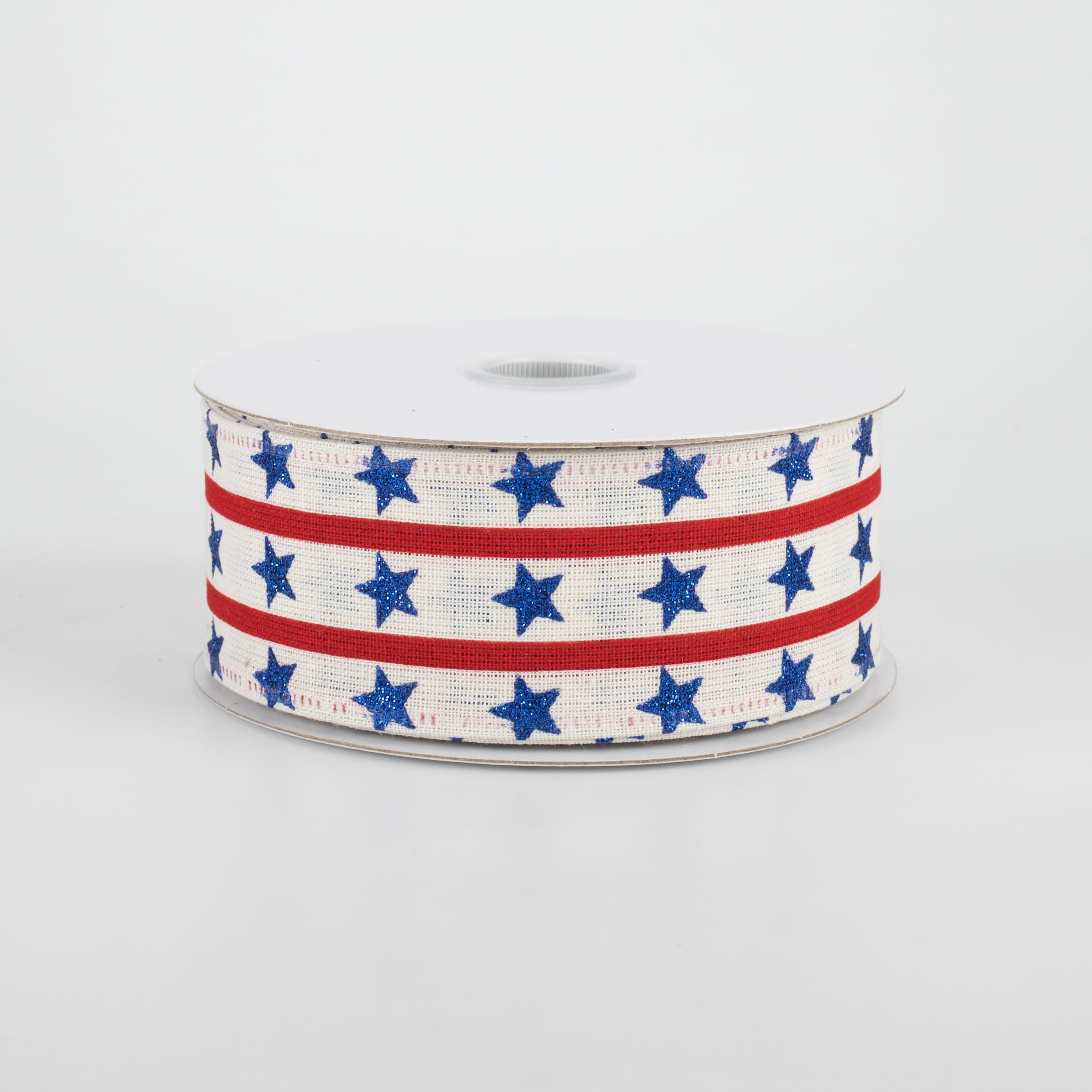 1.5" Vertical Stars & Stripes Ribbon: Ivory (10 Yards)