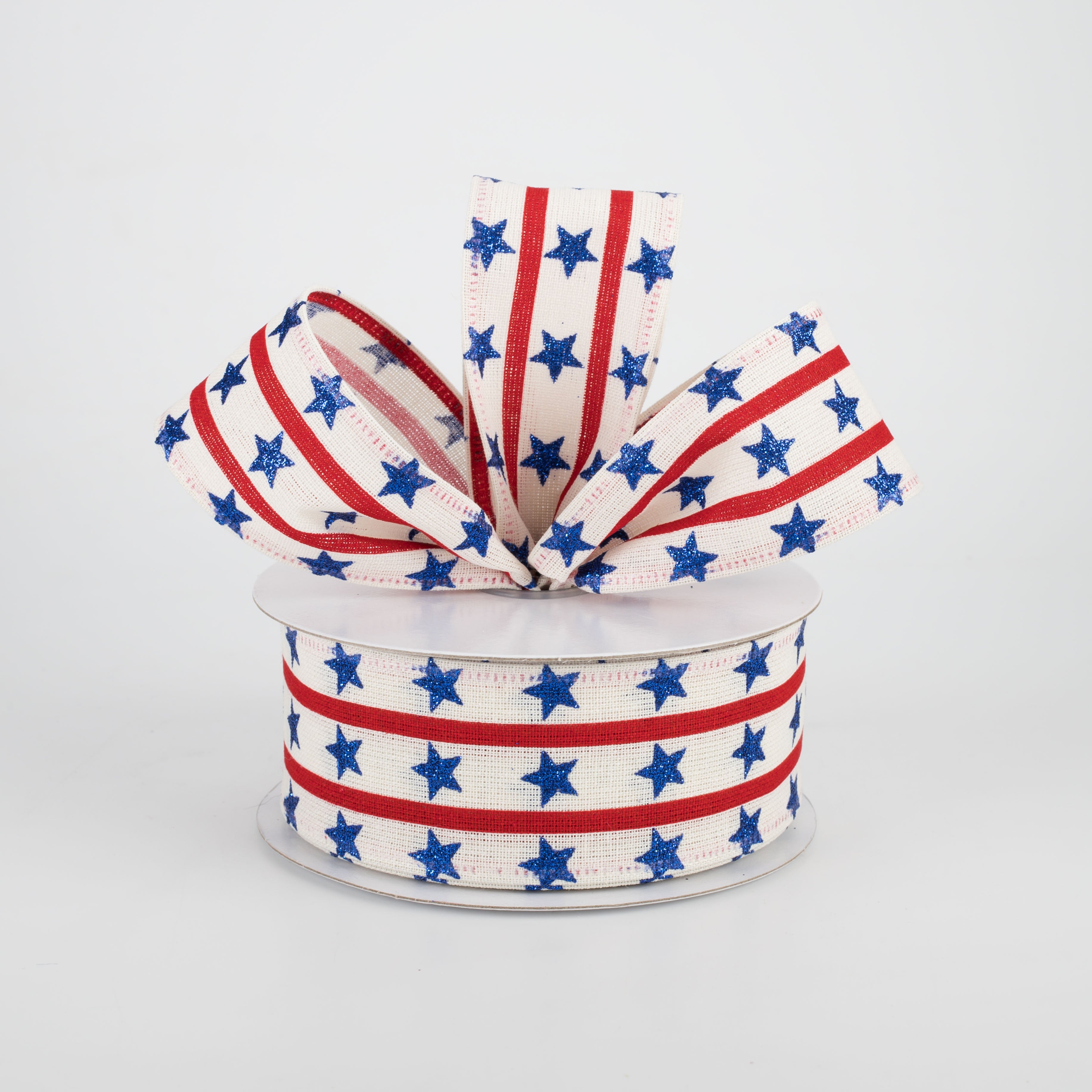 1.5" Vertical Stars & Stripes Ribbon: Ivory (10 Yards) Lifestyle Photo