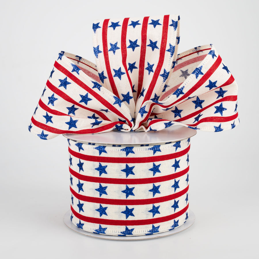 2.5" Vertical Stars & Stripes Ribbon: Ivory (10 Yards) Lifestyle Photo