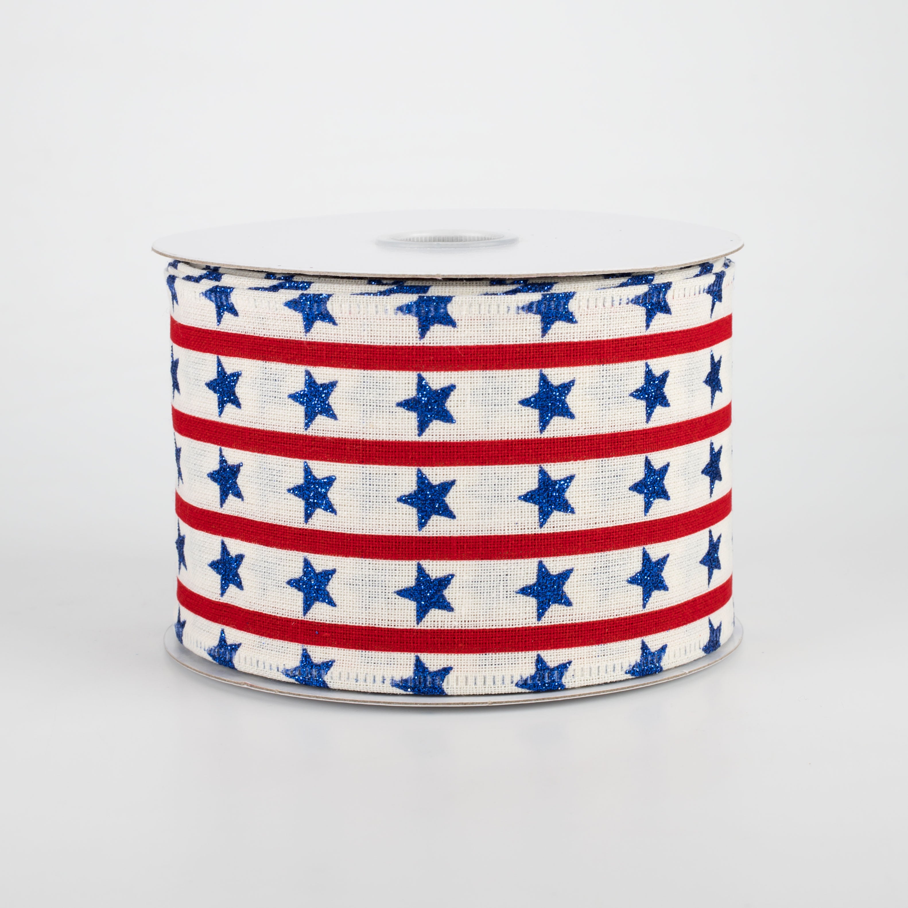 2.5" Vertical Stars & Stripes Ribbon: Ivory (10 Yards)