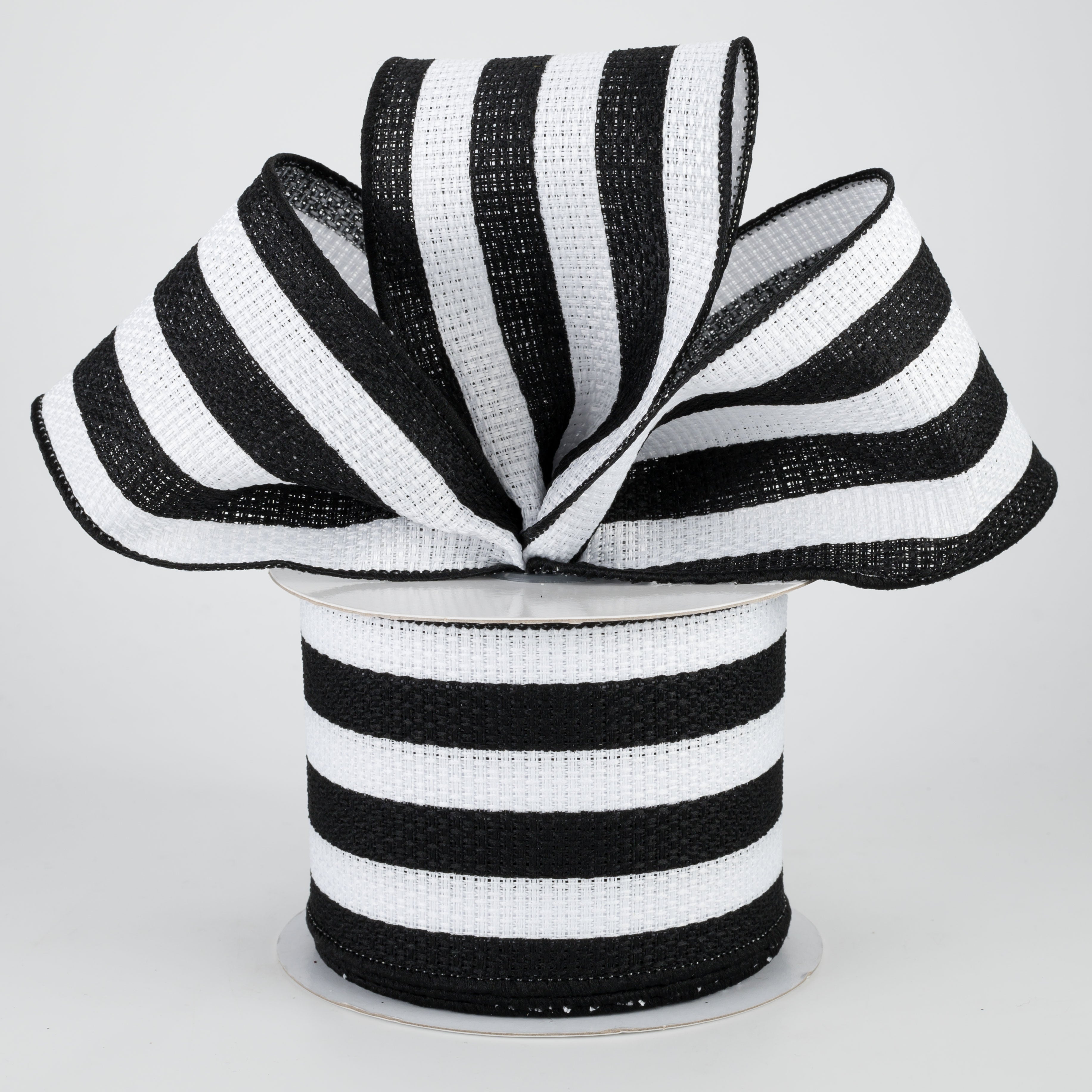 2.5" Vertical Stripe Faux Burlap Ribbon: Black & White (10 Yards) Lifestyle Photo