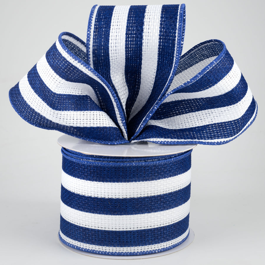 2.5" Vertical Stripe Faux Burlap Ribbon: Blue & White (10 Yards) Lifestyle Photo