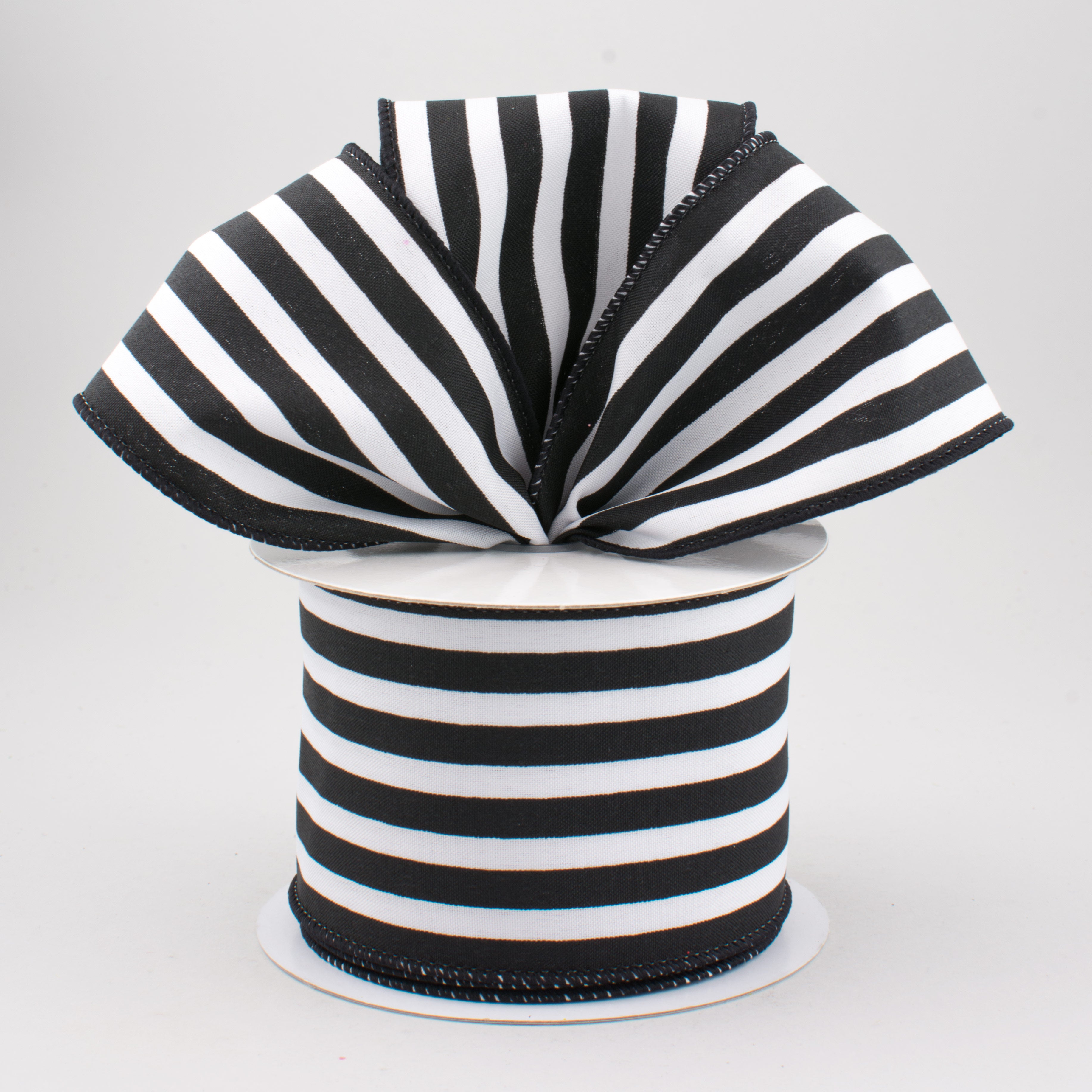 2.5" Vertical Stripe Ribbon: Black & White (10 Yards) Lifestyle Photo