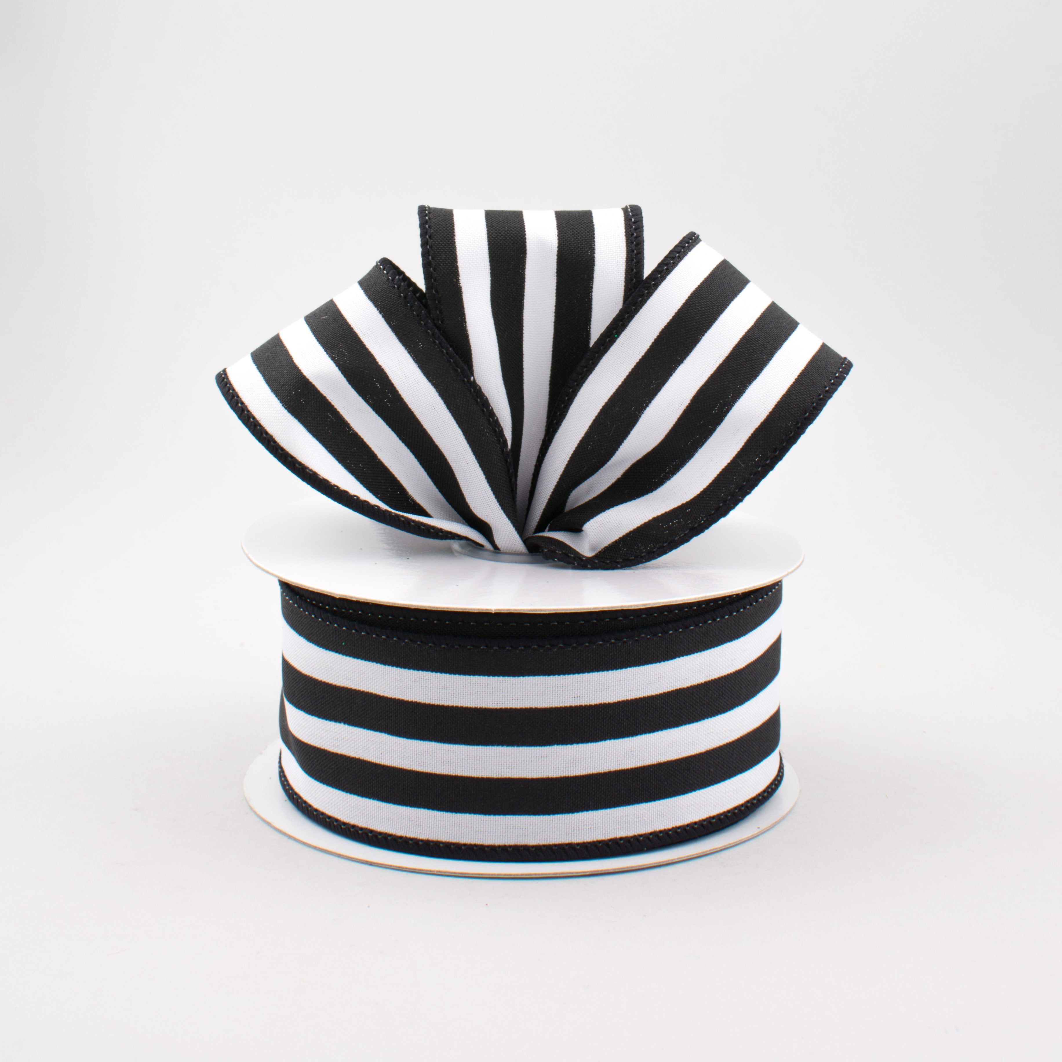 1.5" Vertical Stripe Ribbon: Black & White (10 Yards) Lifestyle Photo