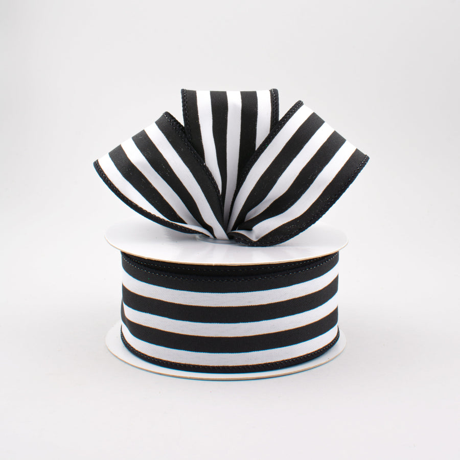 1.5" Vertical Stripe Ribbon: Black & White (10 Yards) Lifestyle Photo