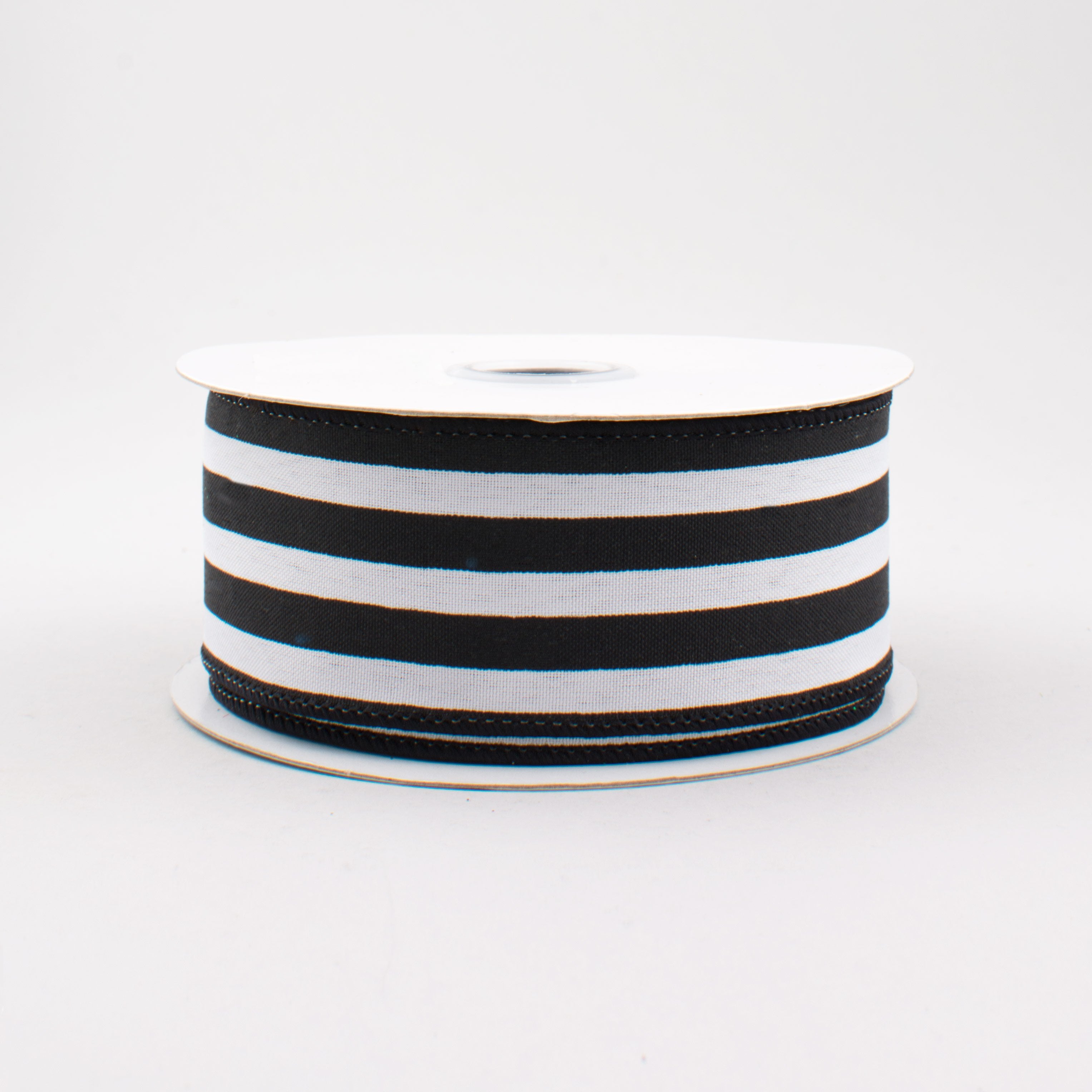 1.5" Vertical Stripe Ribbon: Black & White (10 Yards)