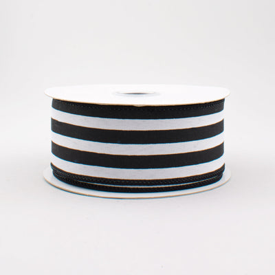 1.5" Vertical Stripe Ribbon: Black & White (10 Yards)