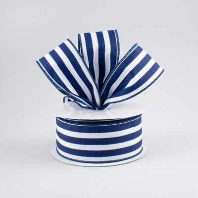 1.5" Vertical Stripe Ribbon: Navy Blue & White (10 Yards) Lifestyle Photo