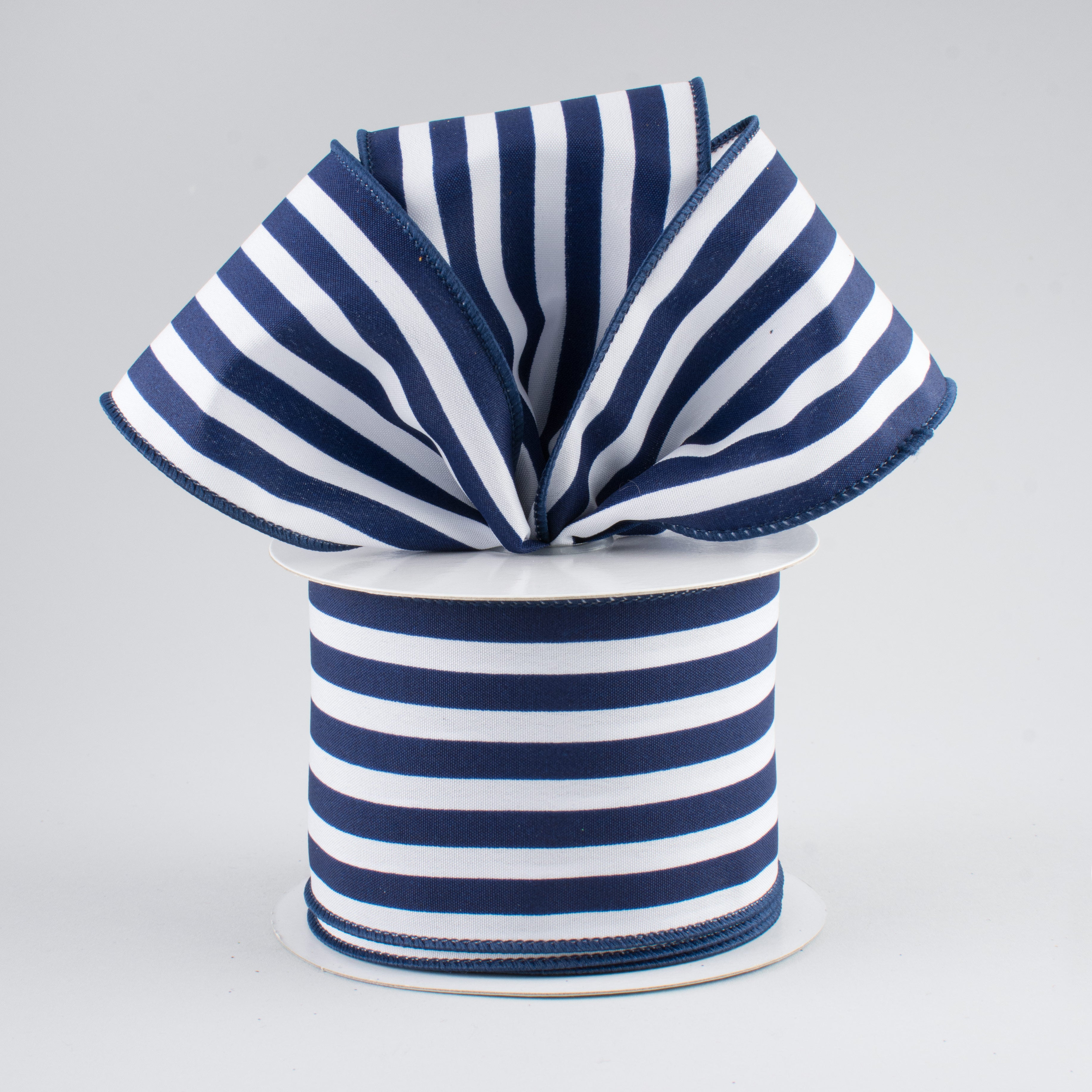 2.5" Vertical Stripe Ribbon: Navy Blue & White (10 Yards) Lifestyle Photo